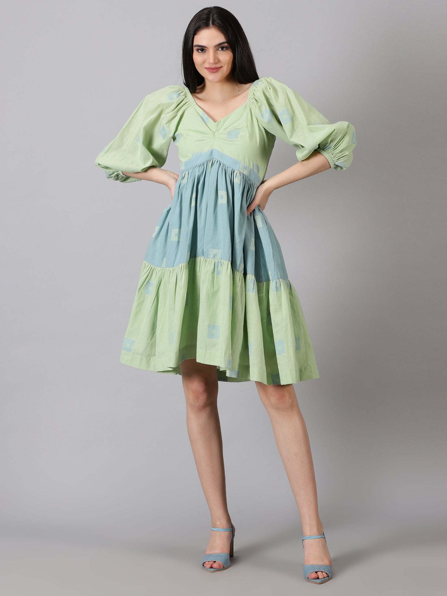 Sage Ruffled Mini Dress