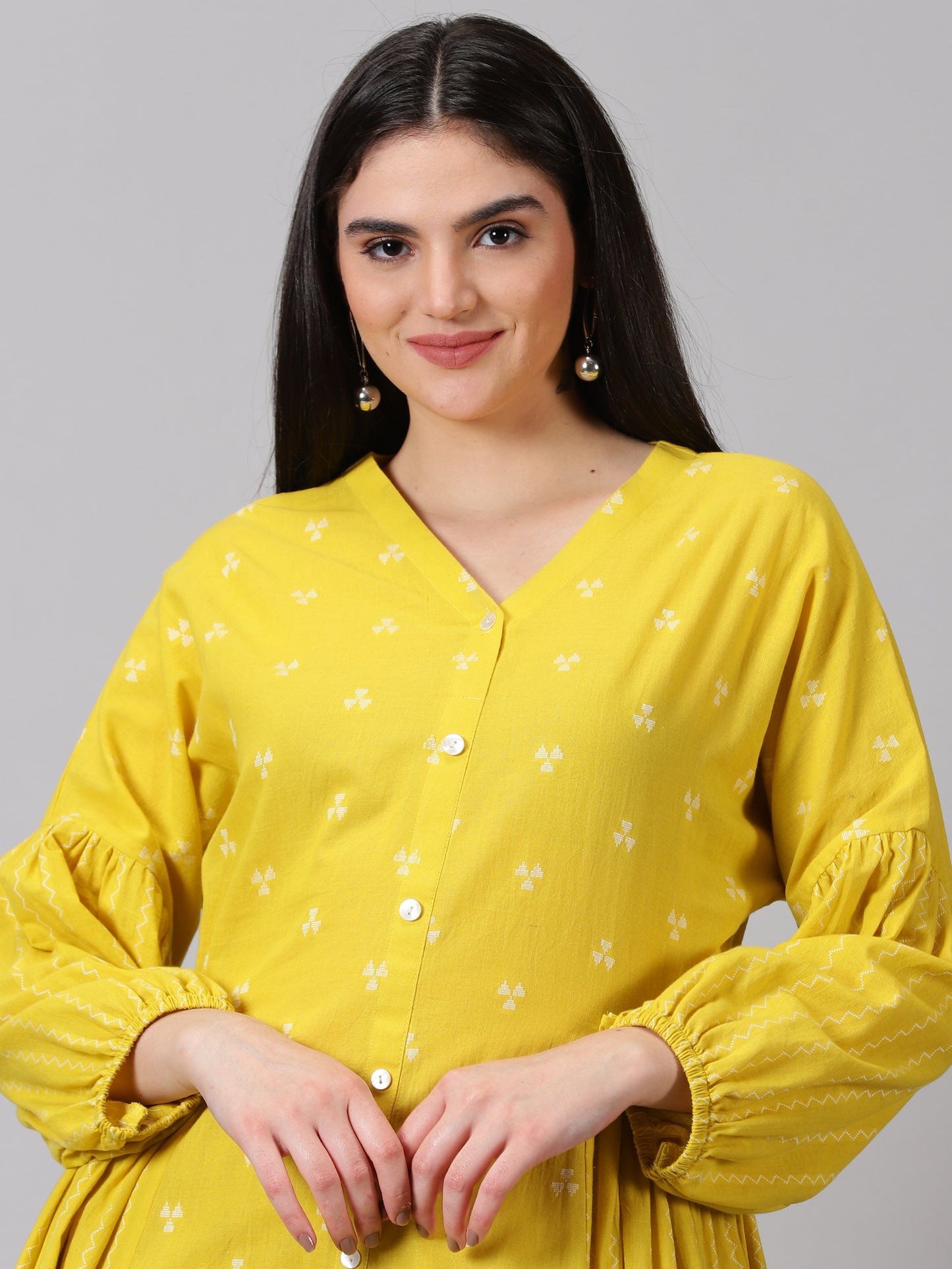 Yellow Dobby Cotton Co-ord