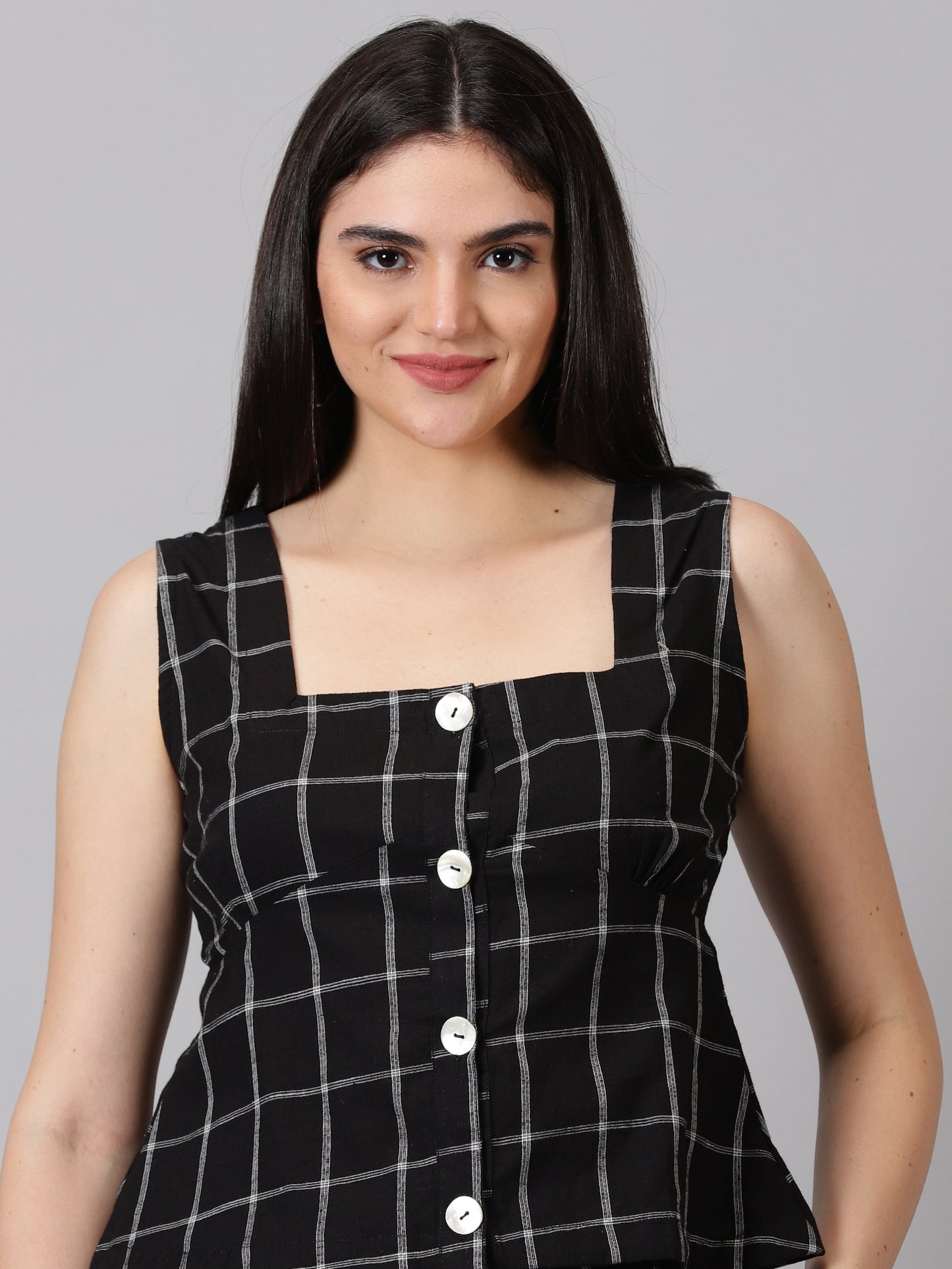 Black Cotton Checks Co-ord Set