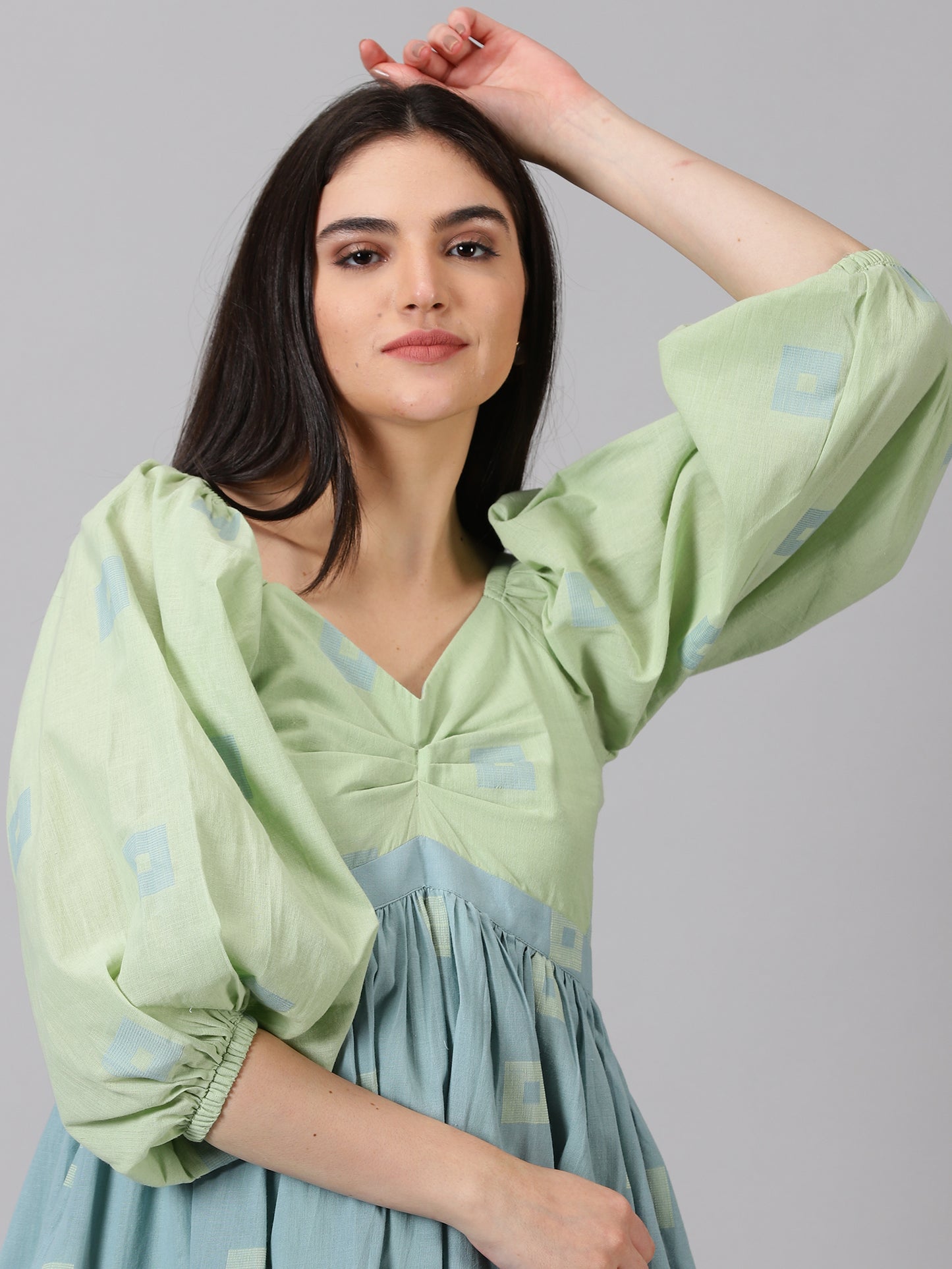 Sage Ruffled Mini Dress