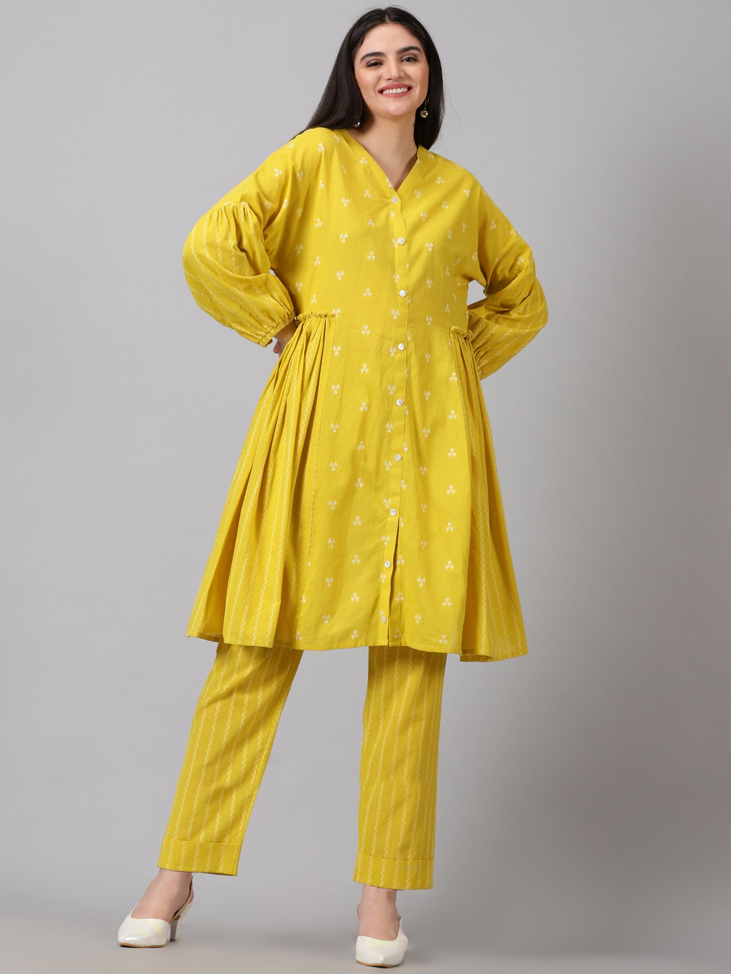 Yellow Dobby Cotton Co-ord