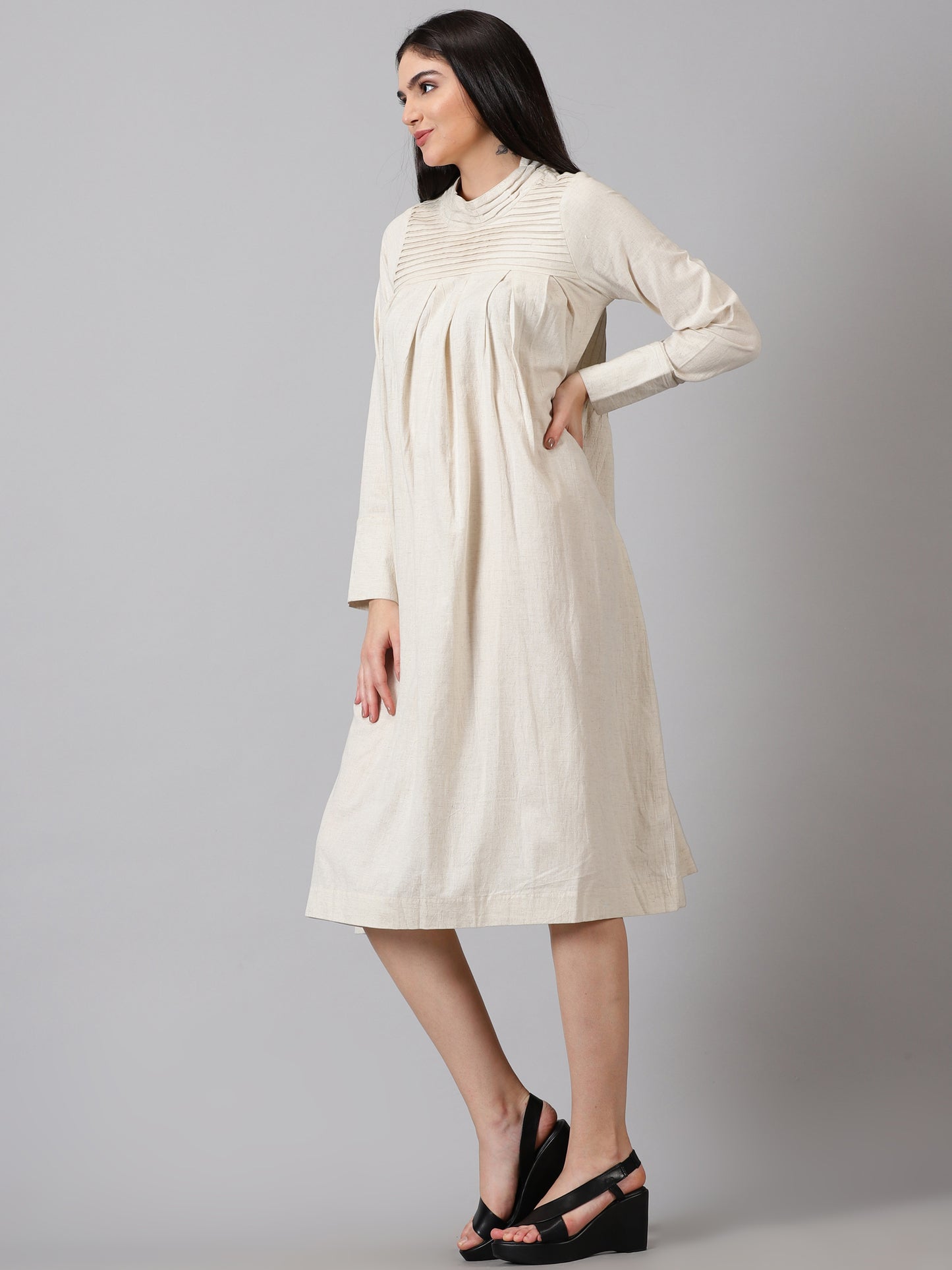 Off-White Pleated Dress