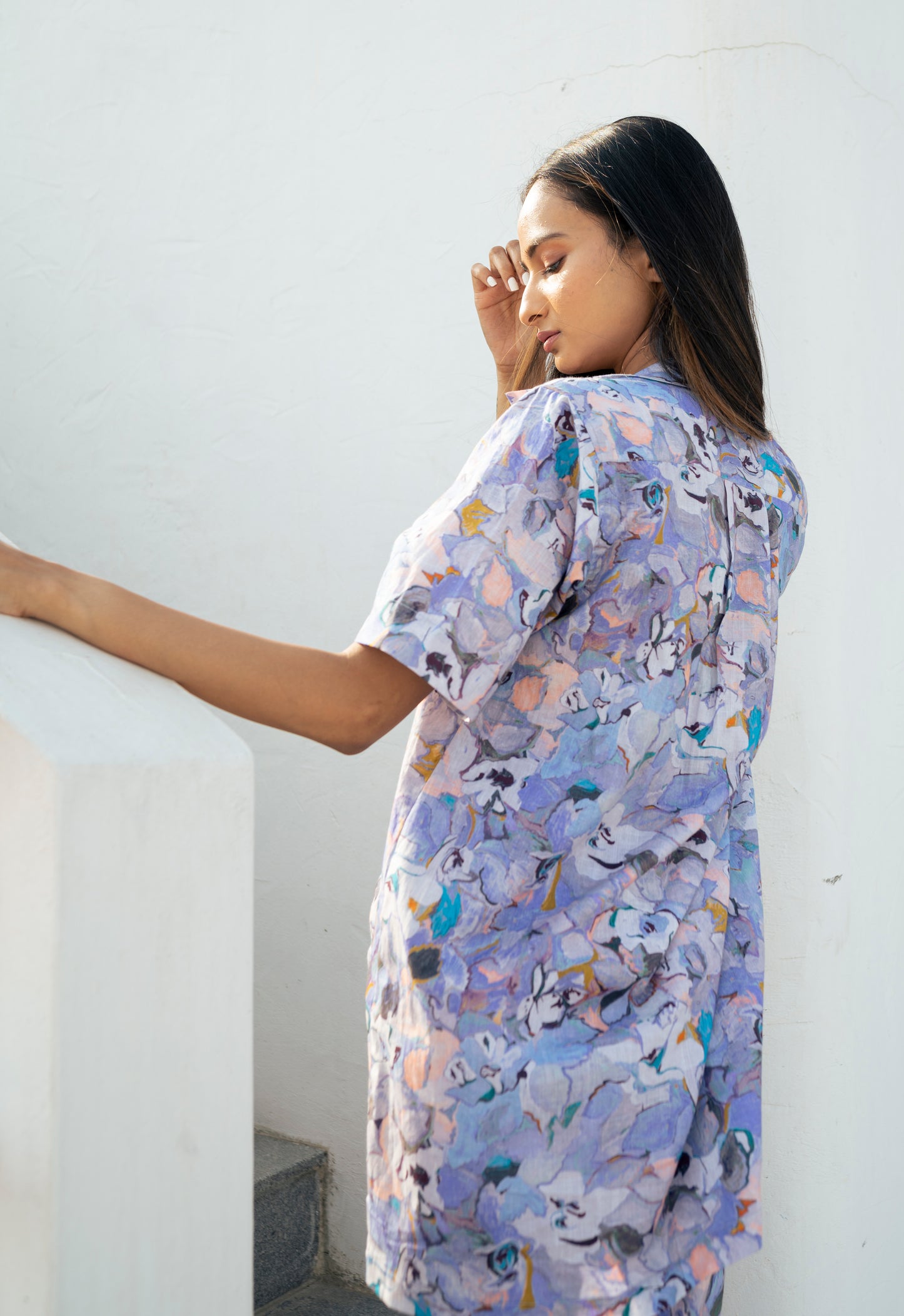 Lavender Printed Shirt & Shorts