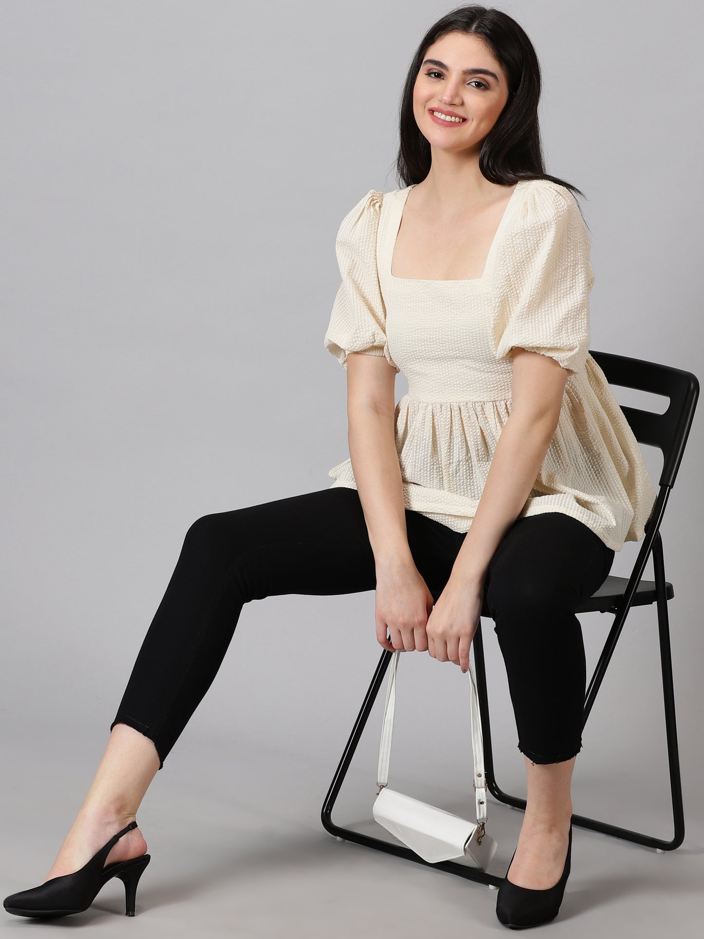 Seer-Sucker Peplum Top