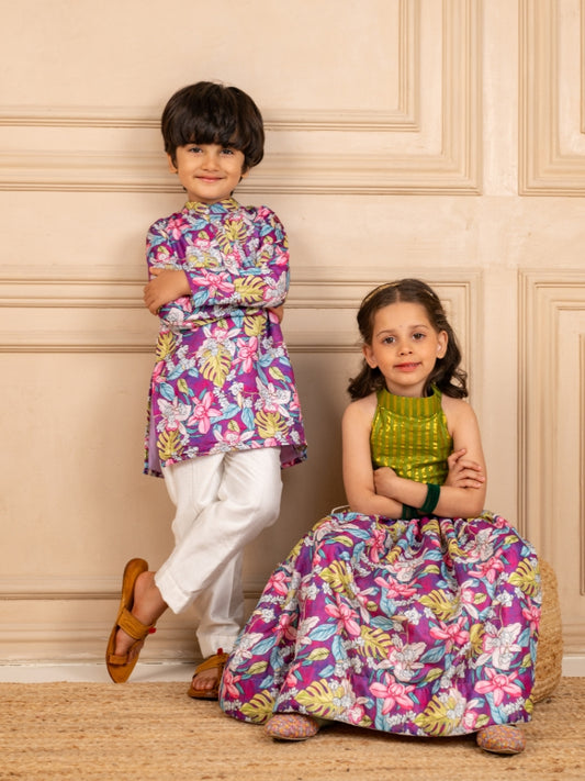 Boy & Girl Purple Sibling Outfits