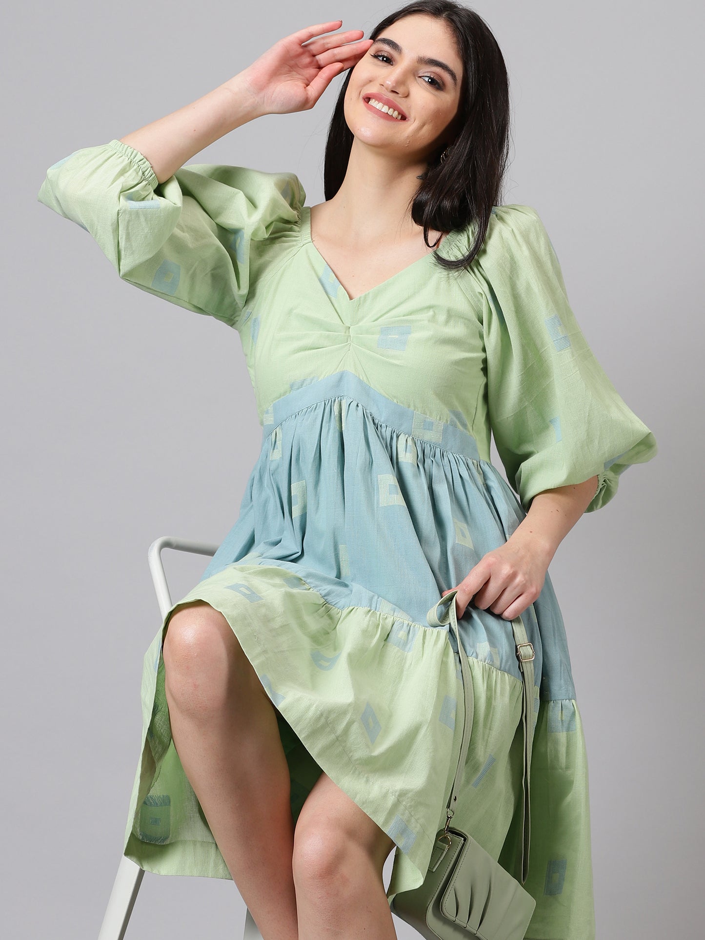 Sage Ruffled Mini Dress