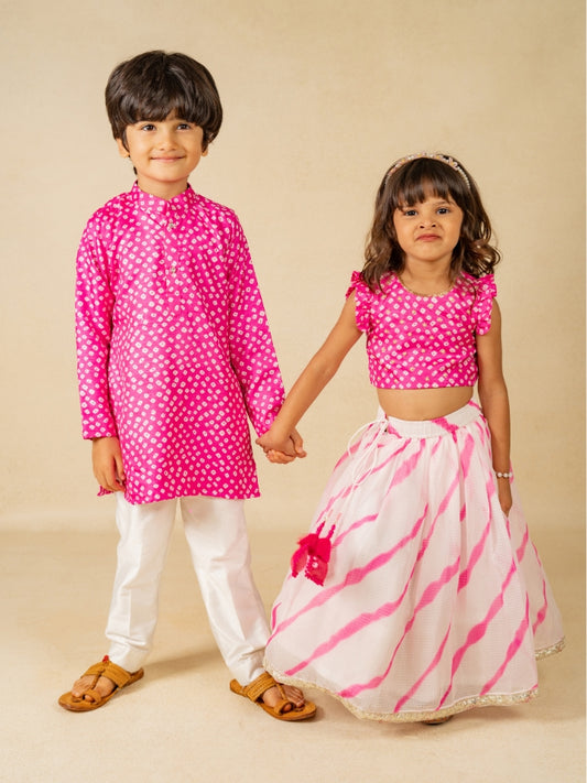 Boys & Girl Pink Sibling Outfits