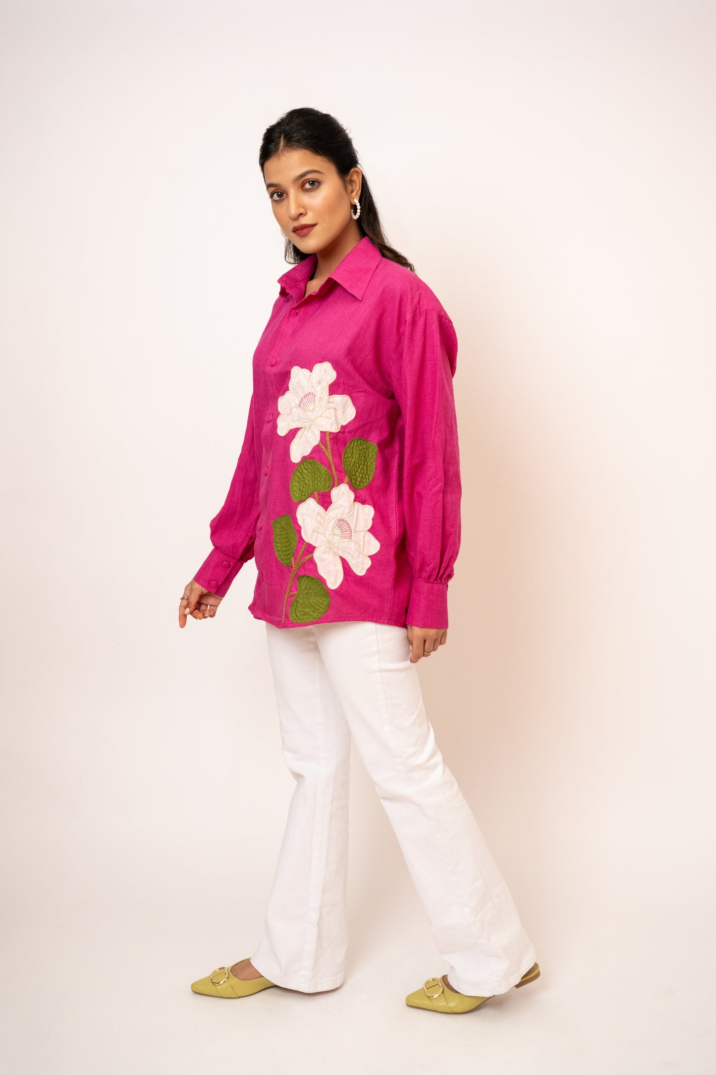 Jasmine Pink Handcrafted Cotton Over Sized Shirt