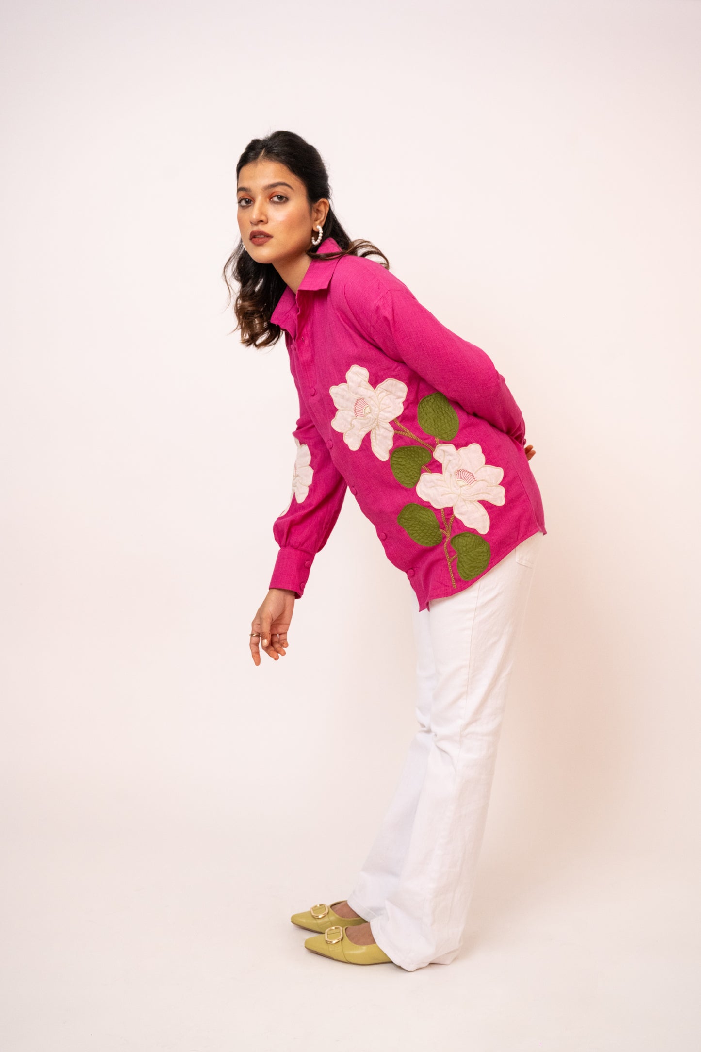 Jasmine Pink Handcrafted Cotton Over Sized Shirt