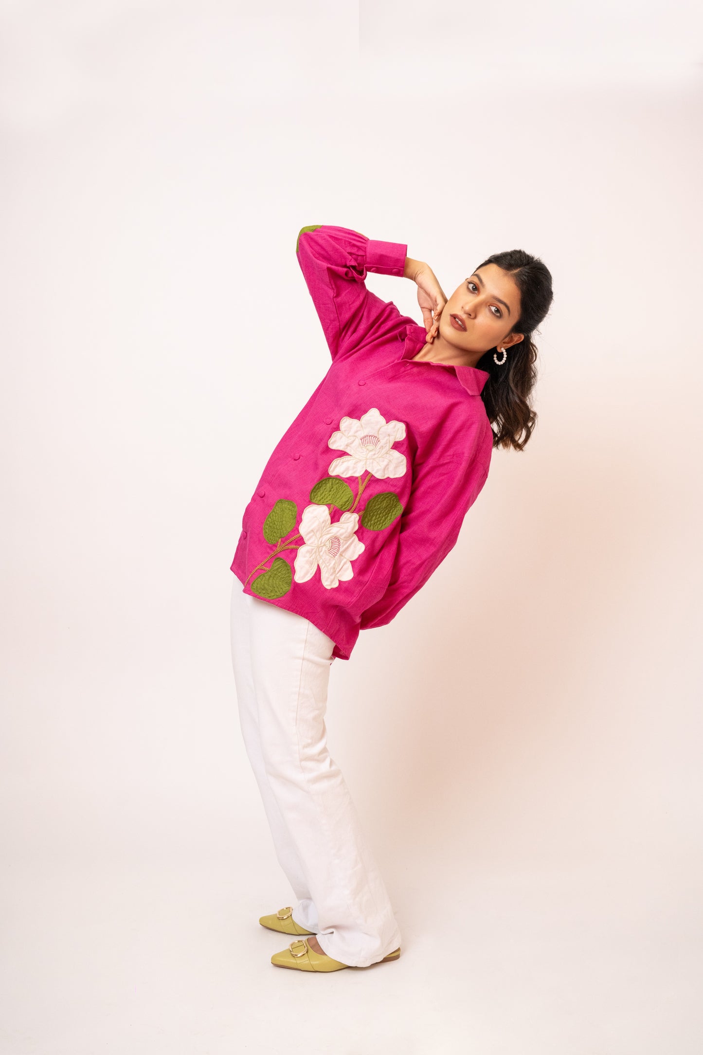 Jasmine Pink Handcrafted Cotton Over Sized Shirt