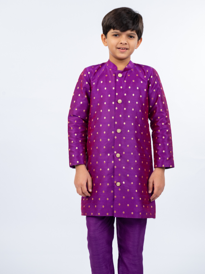 Kids Purple Kurta Pant & Girls Anarkali Suit for Weddings & Festivals