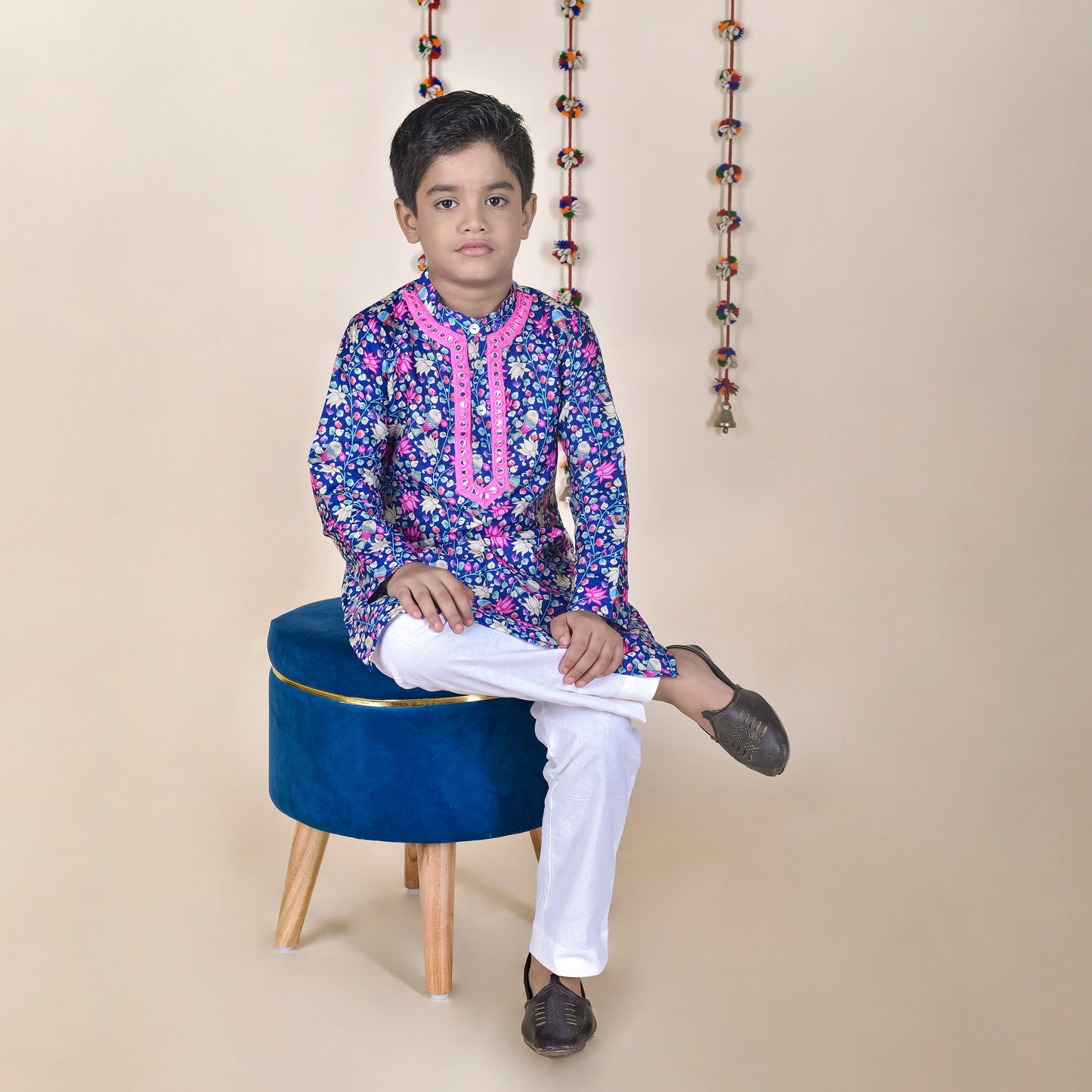 Boys Ethnic Violet Kurta with Pant