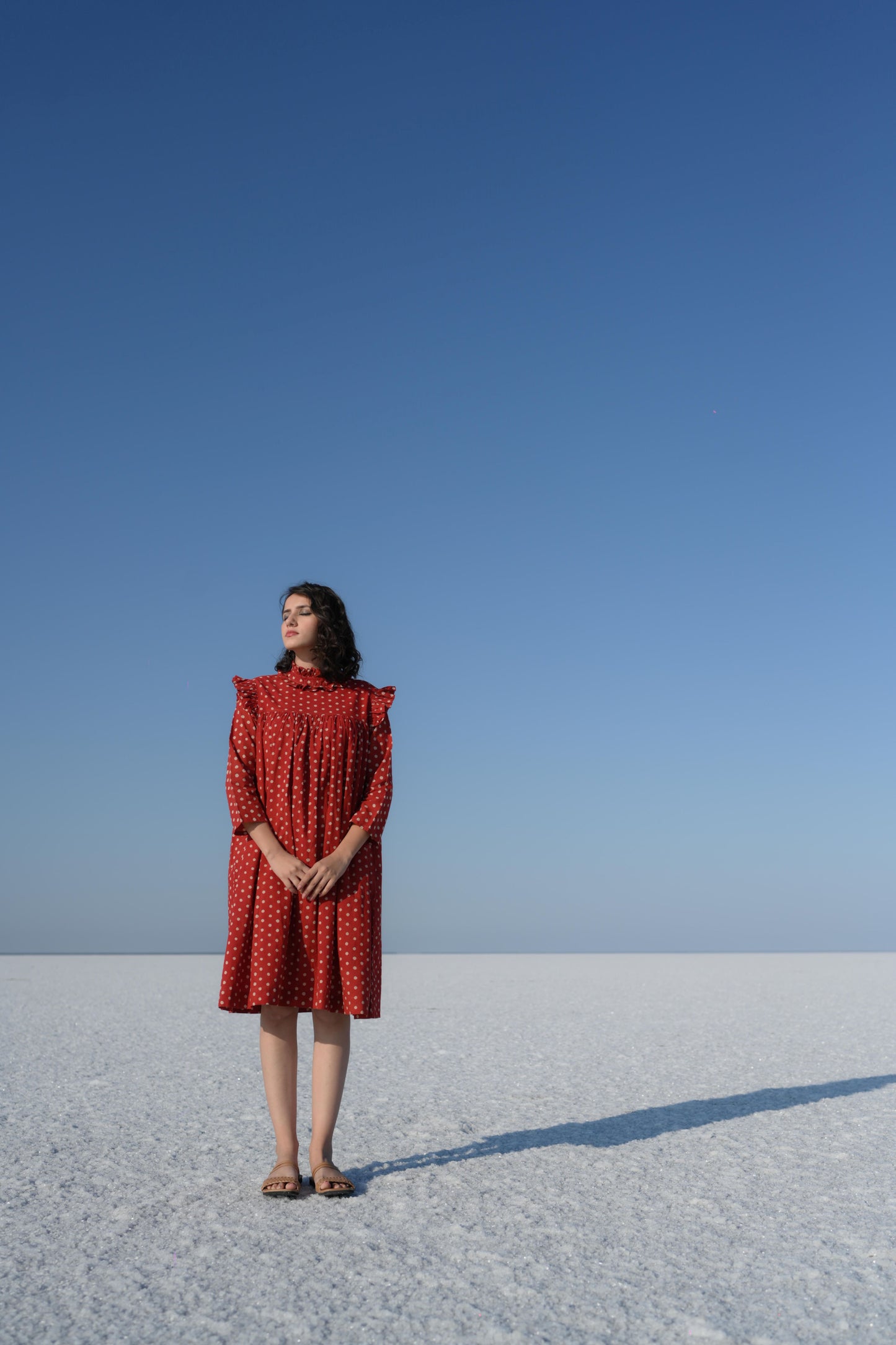 Rust Dabu Print Dress