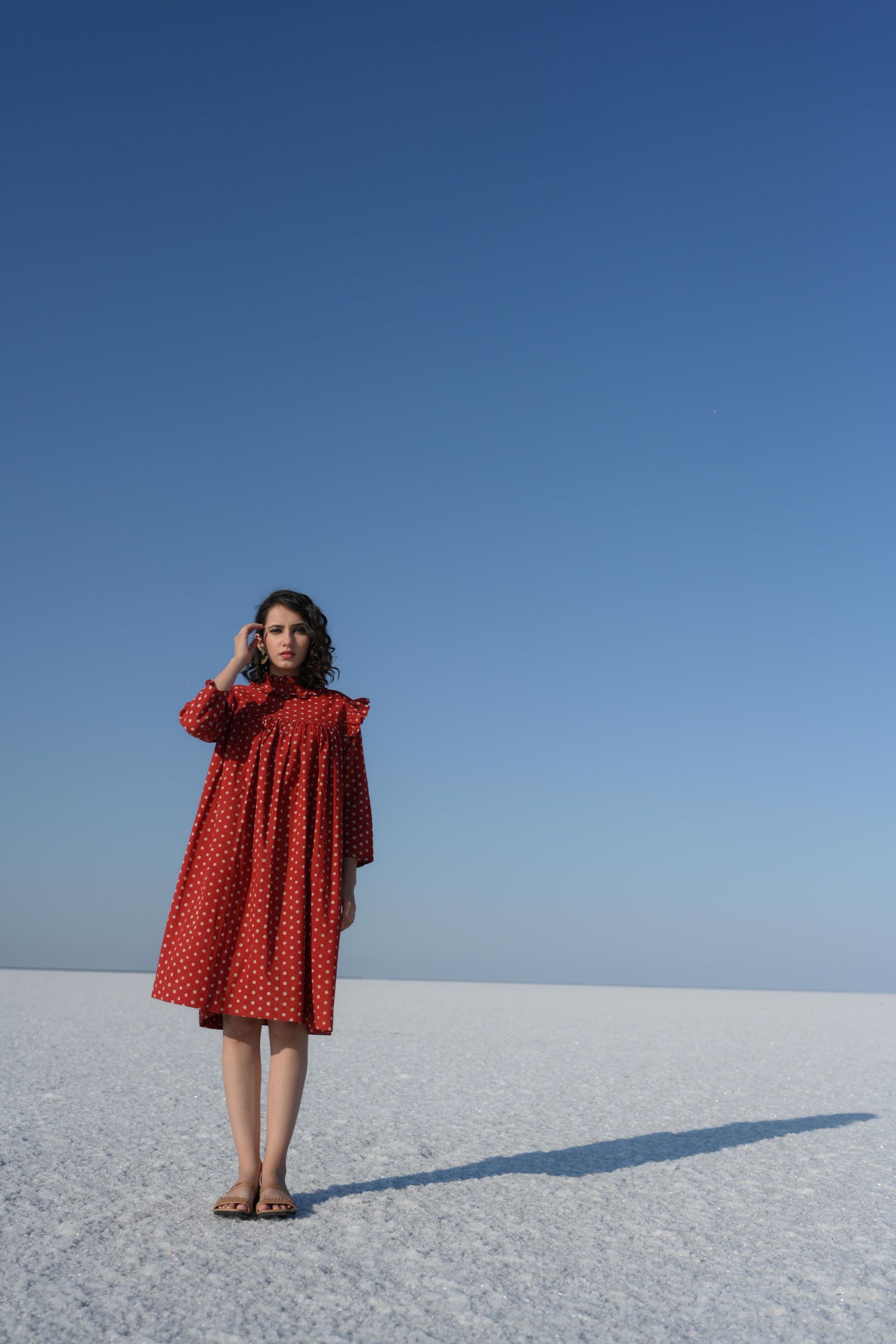 Rust Dabu Print Dress