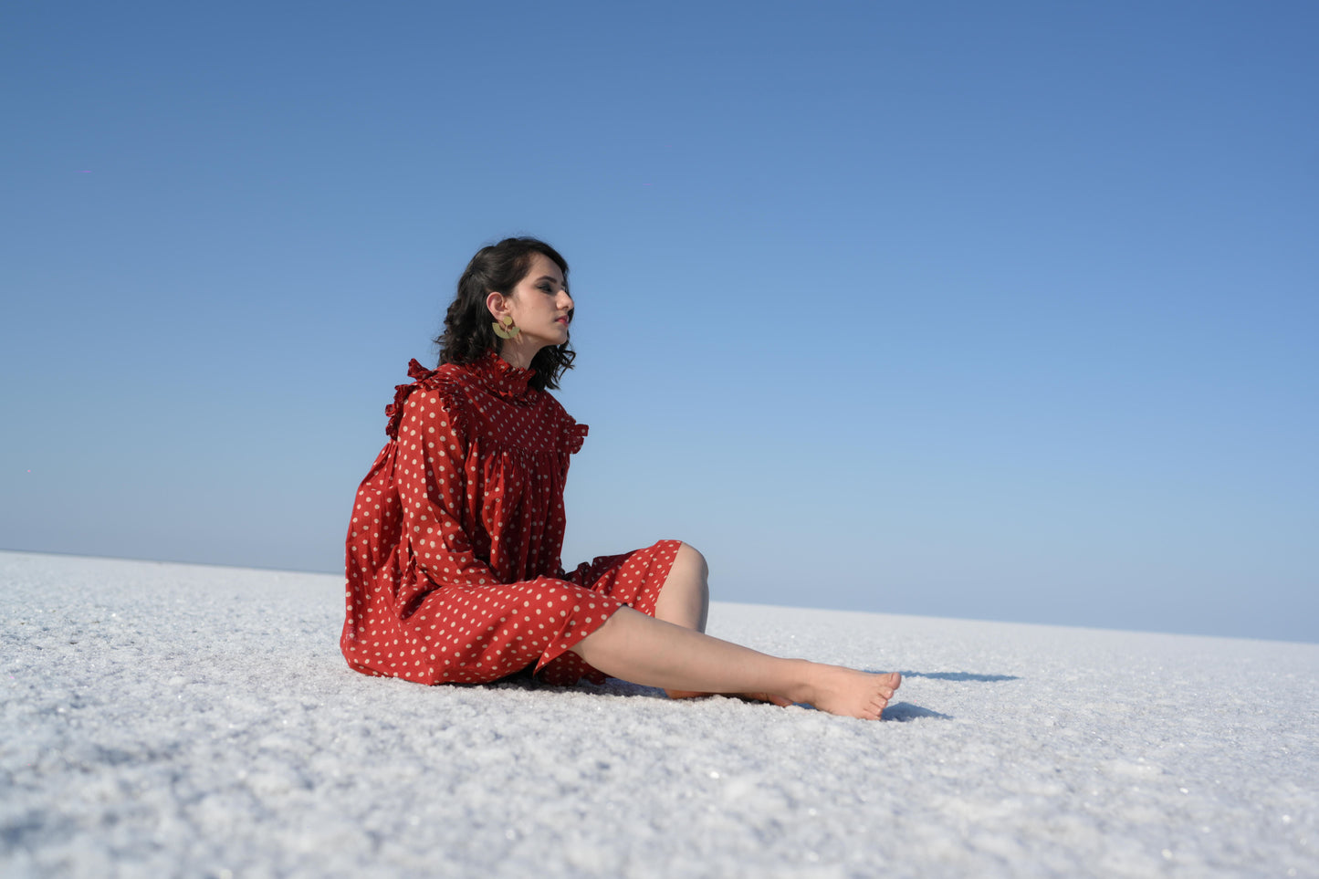 Rust Dabu Print Dress