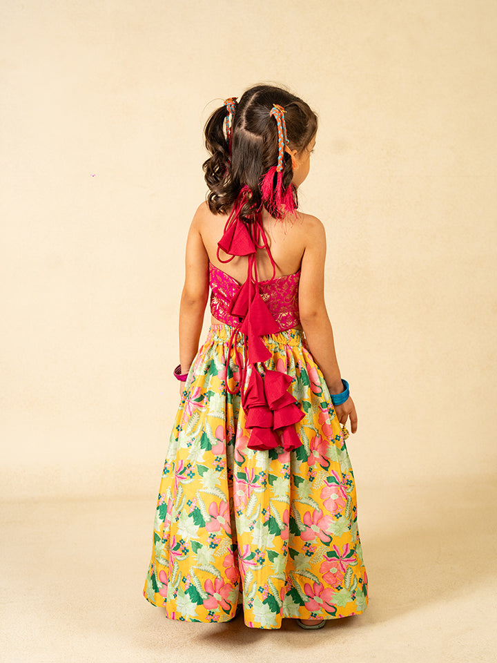 Floral Digital Printed Sibling Outfit for Girl and Boy