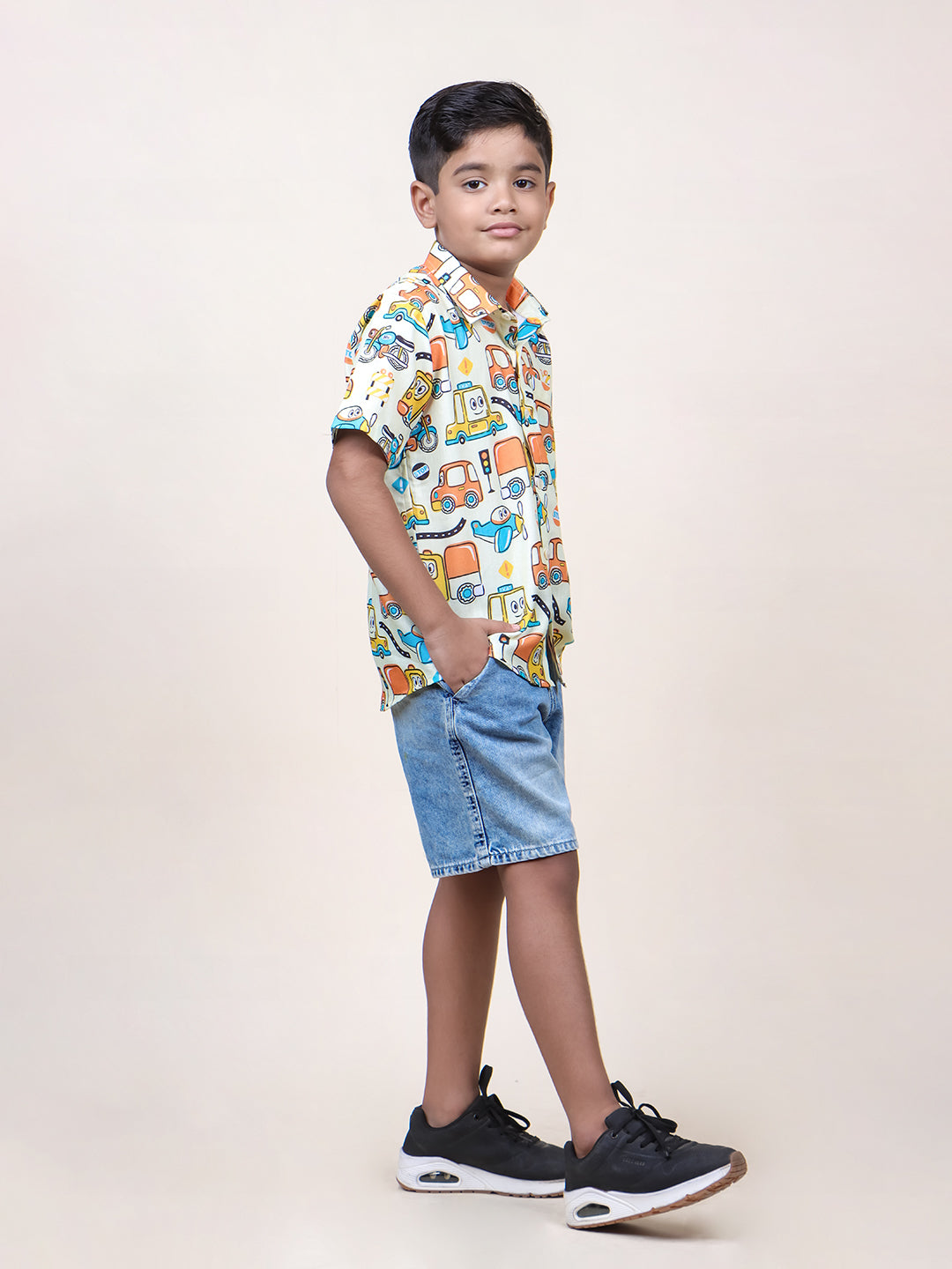 Boys Long Drive Printed Cotton Shirt