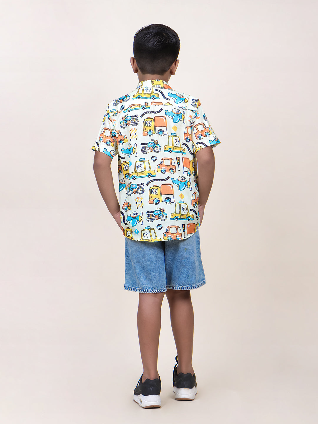 Boys Long Drive Printed Cotton Shirt