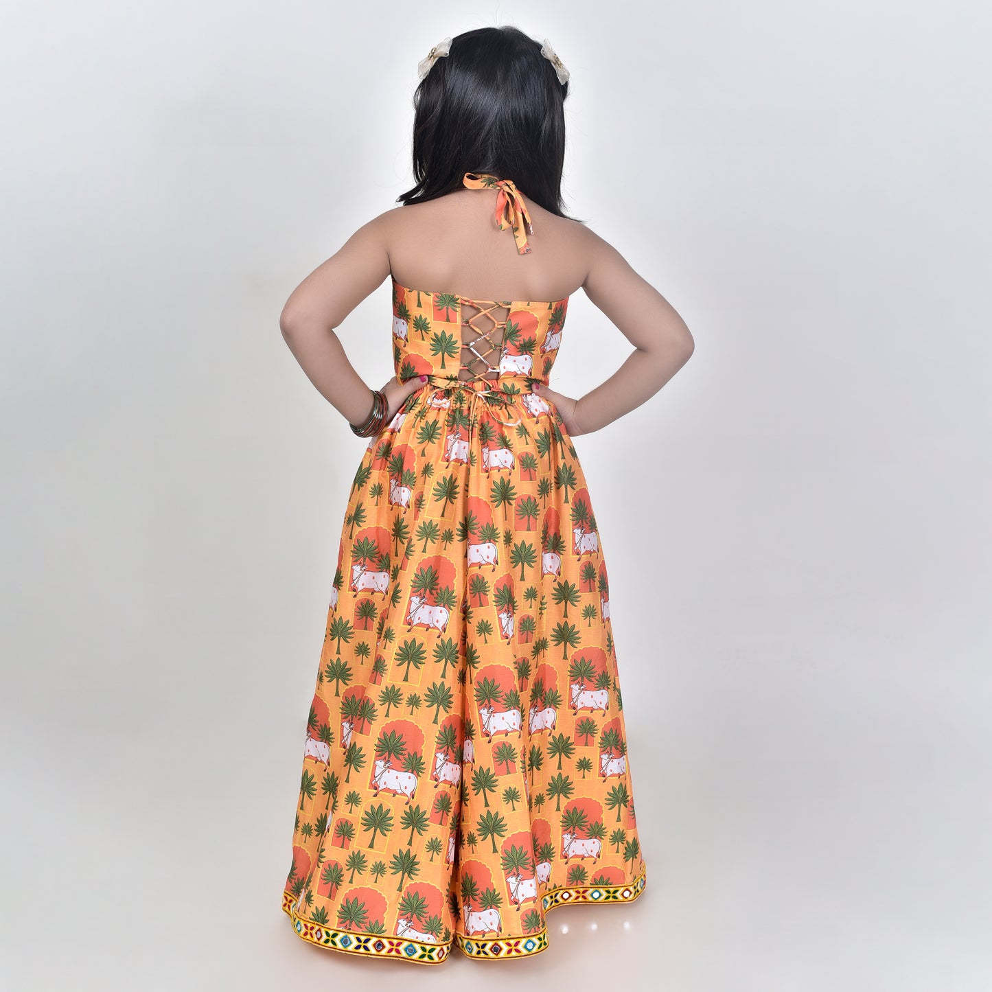 Girls Ethnic Mustard Palazzo With Blouse