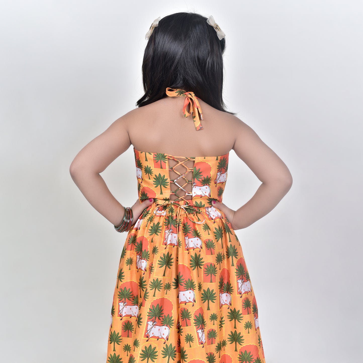 Girls Ethnic Mustard Palazzo With Blouse