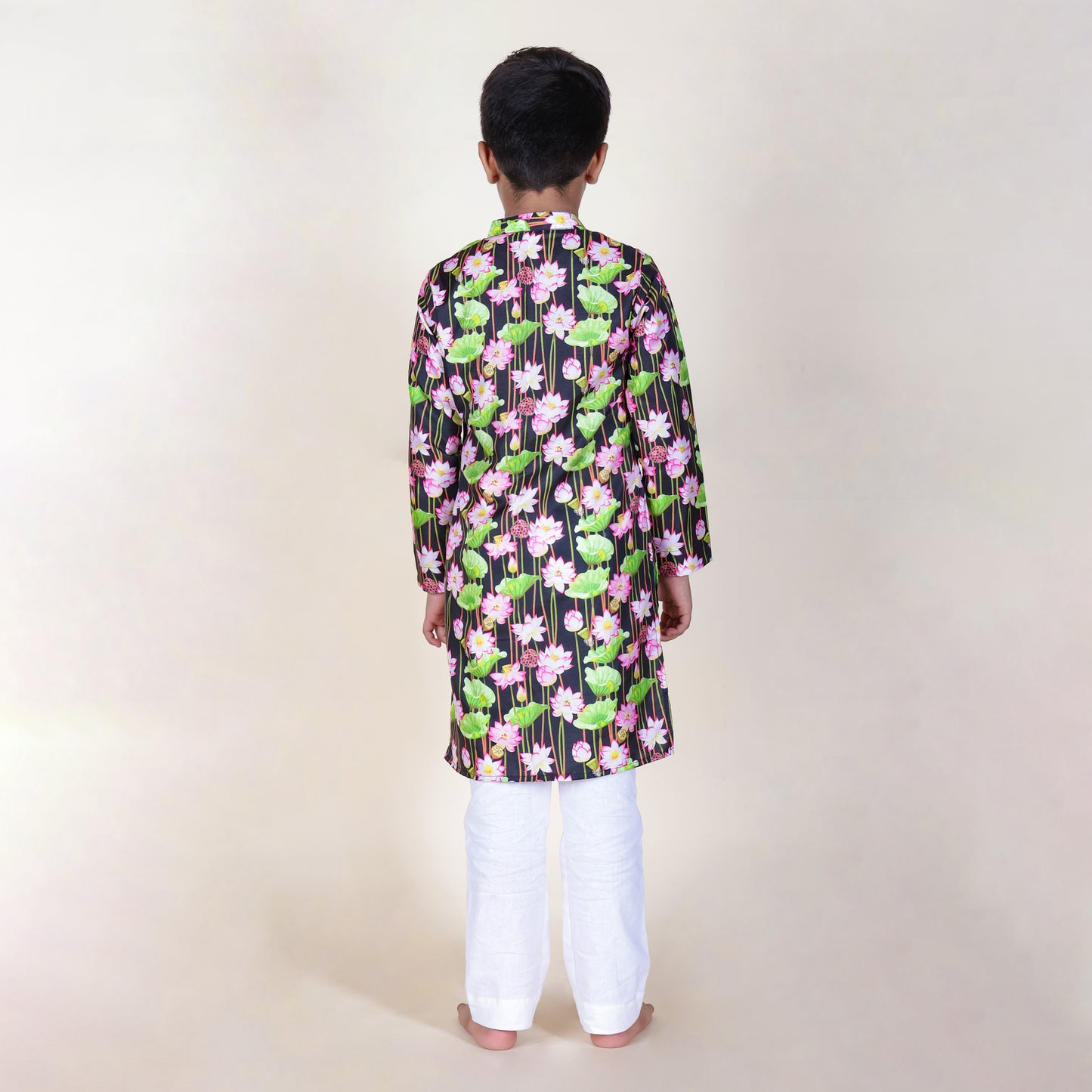 Boys Ethnic Green & Black Kurta With Pant