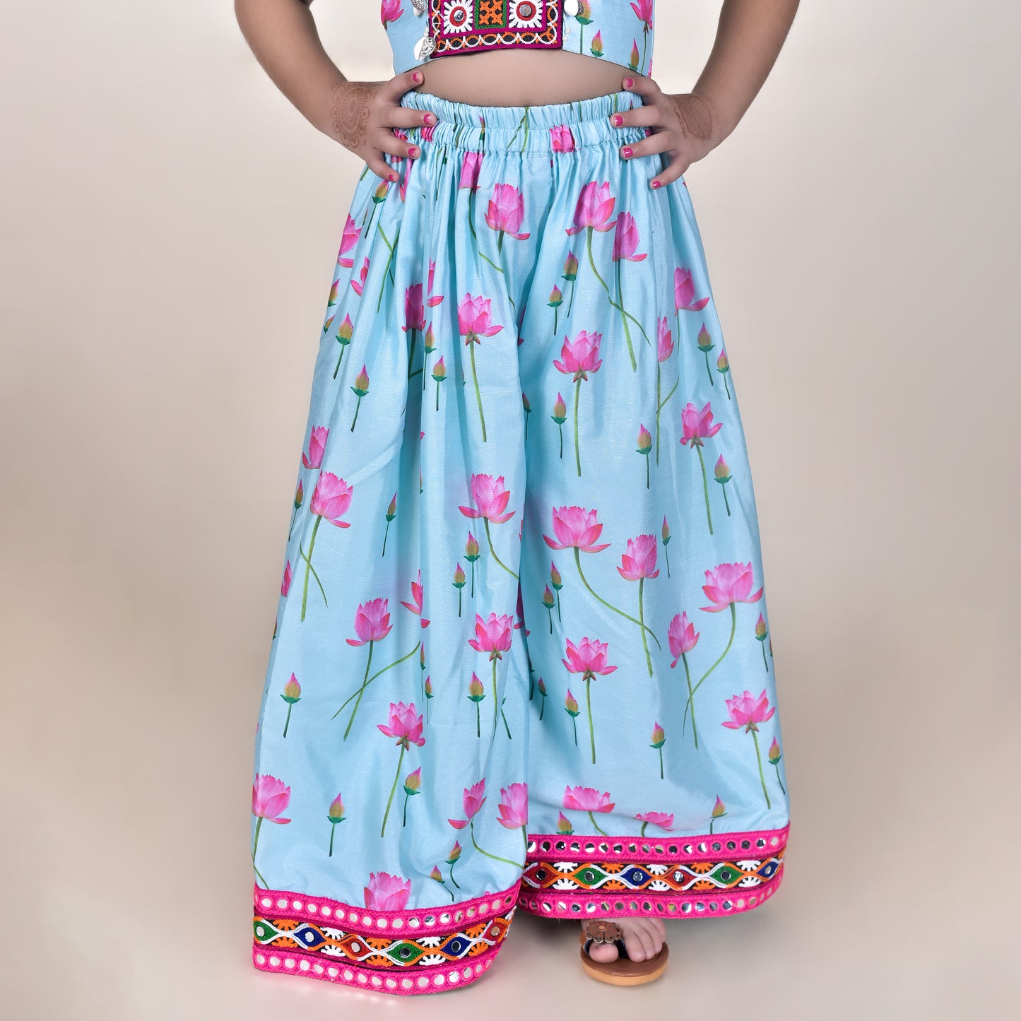 Girls Ethnic Blue Palazzo With Blouse