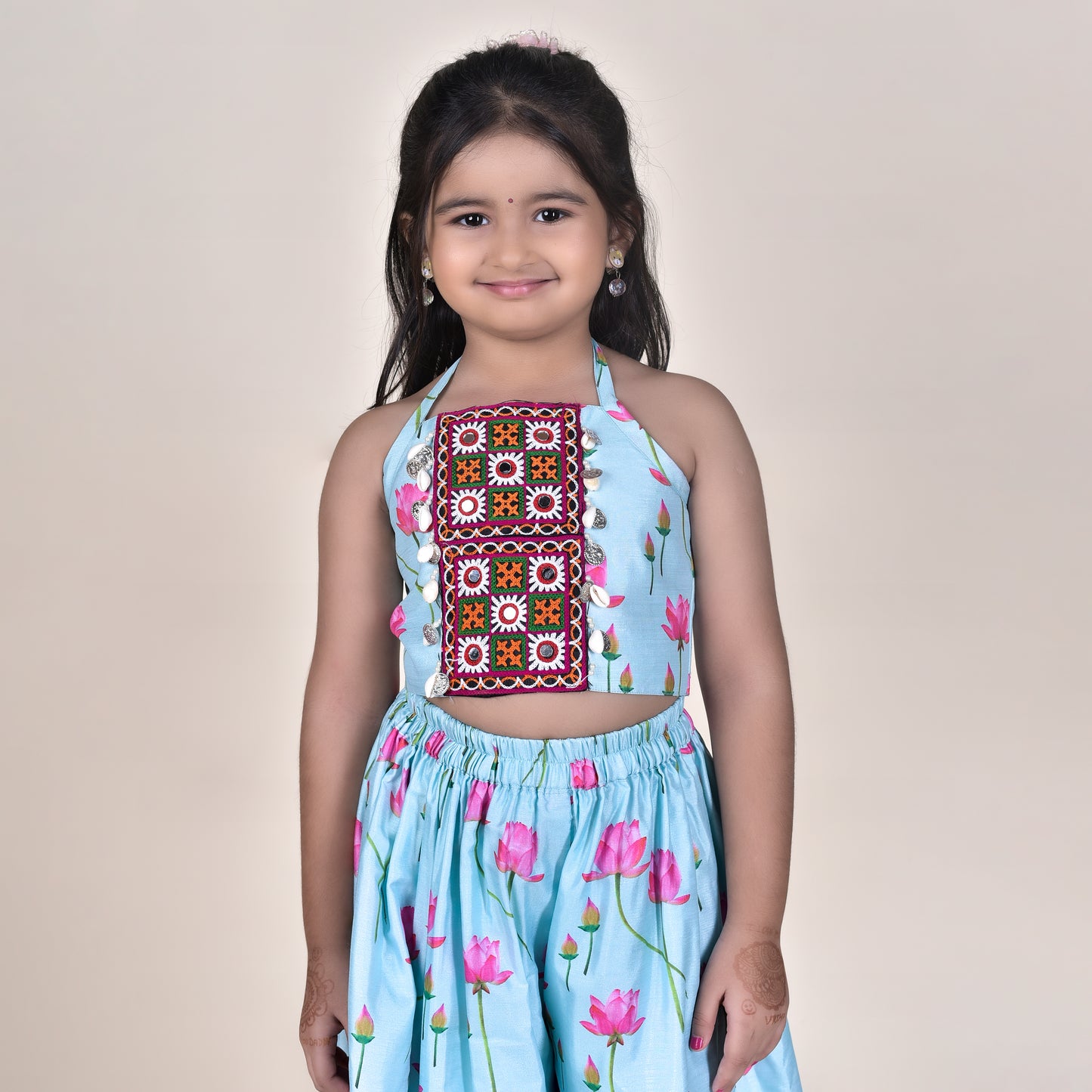 Girls Ethnic Blue Palazzo With Blouse
