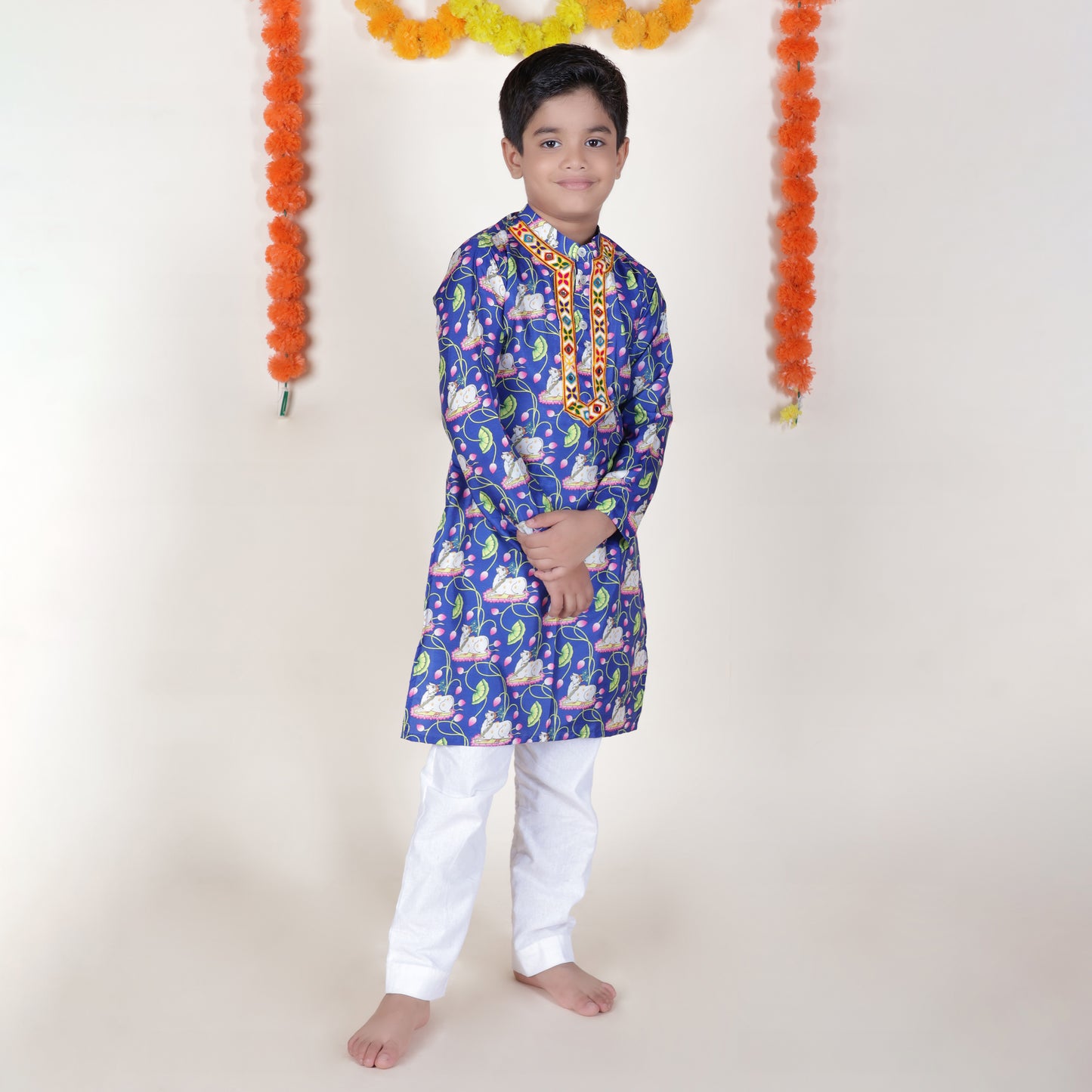 Boys Ethnic Purple Kurta With Pant
