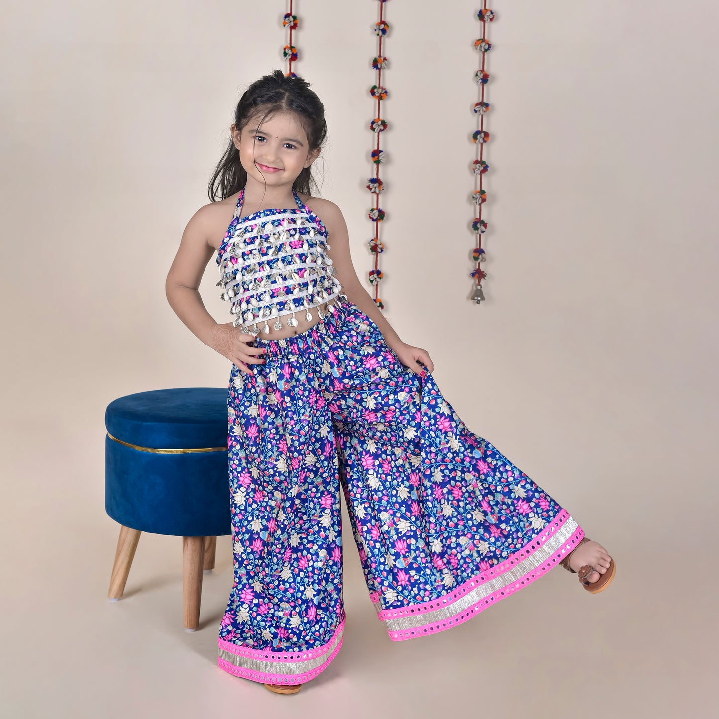 Girls Ethnic Violet Palazzo With Blouse