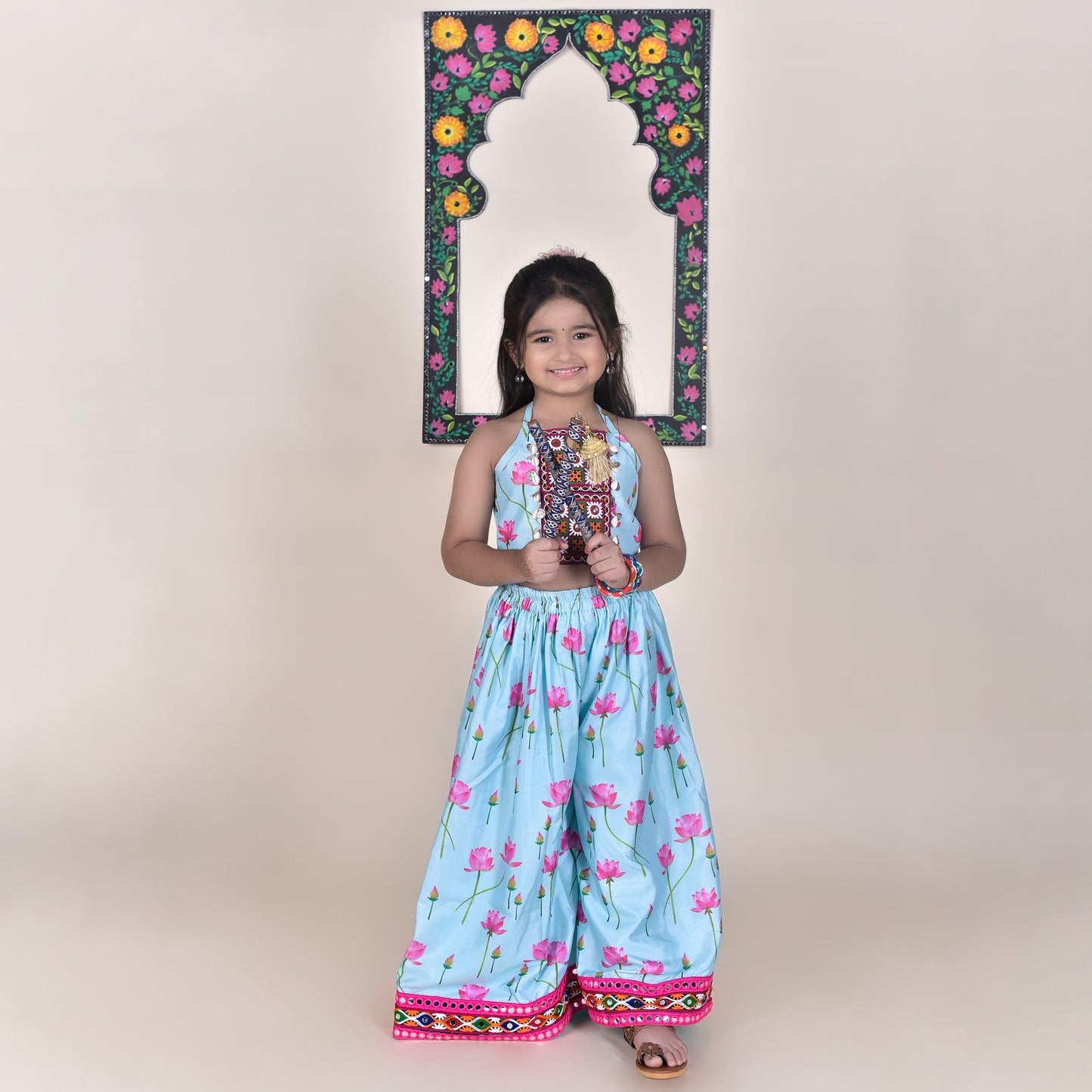 Girls Ethnic Blue Palazzo With Blouse