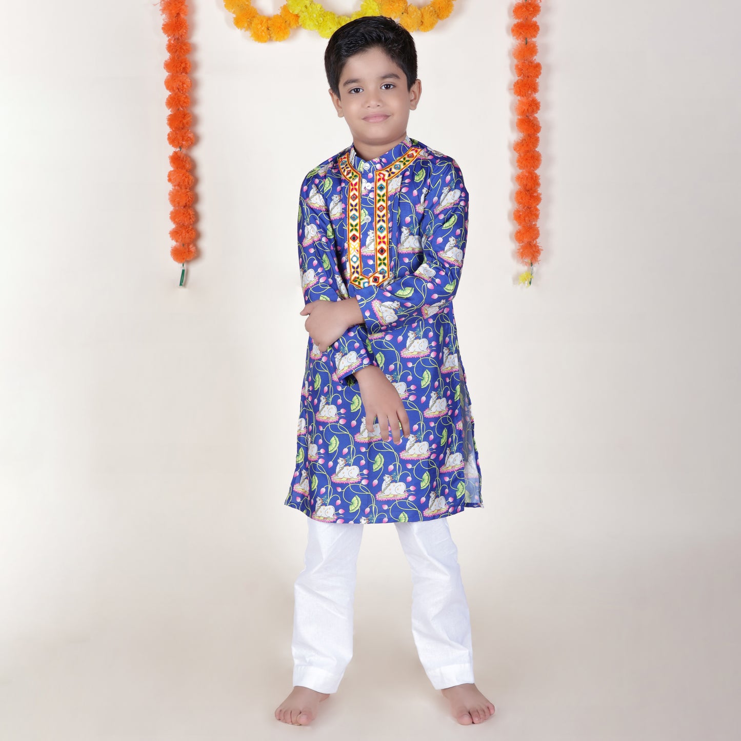 Boys Ethnic Purple Kurta With Pant