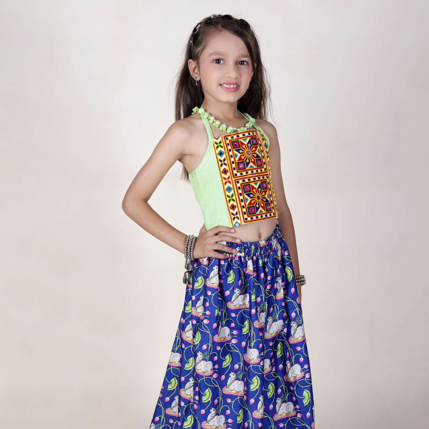 Girls Ethnic Purple Palazzo With Blouse