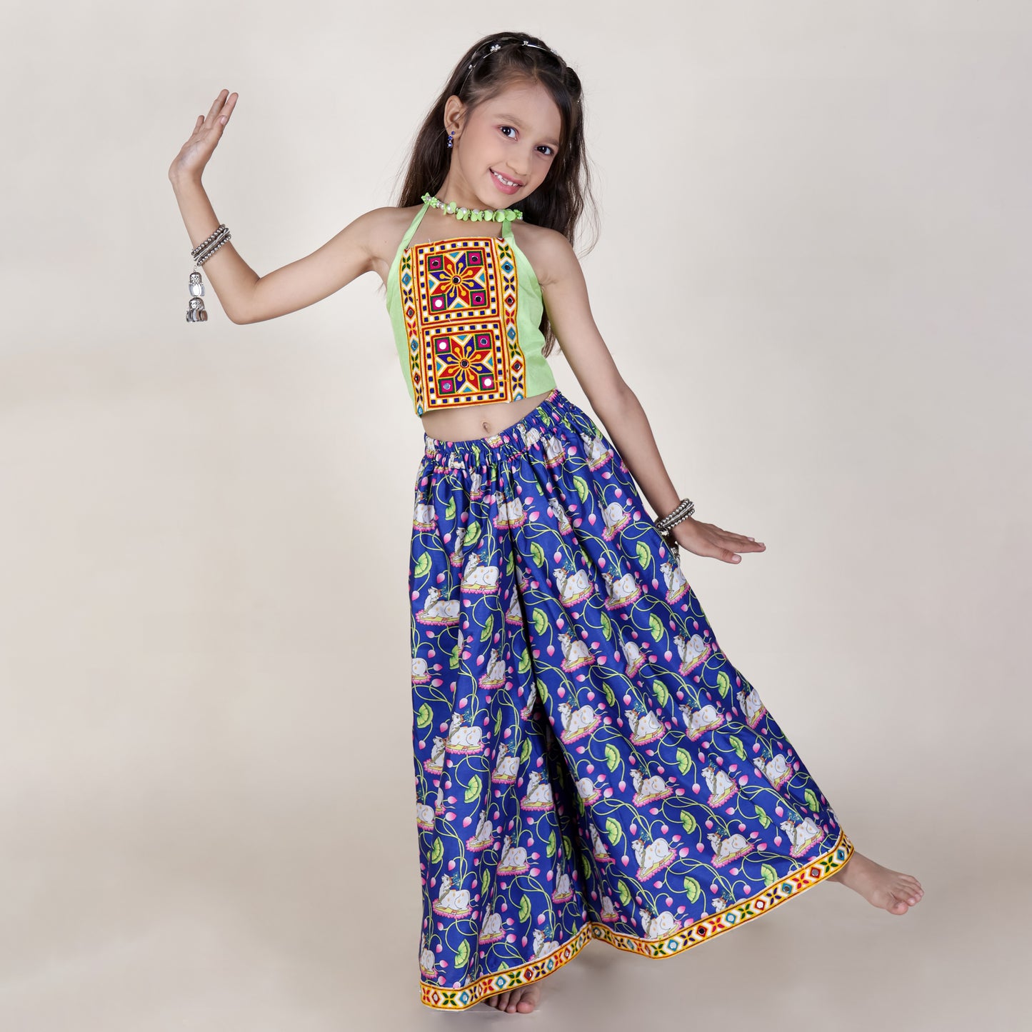 Girls Ethnic Purple Palazzo With Blouse