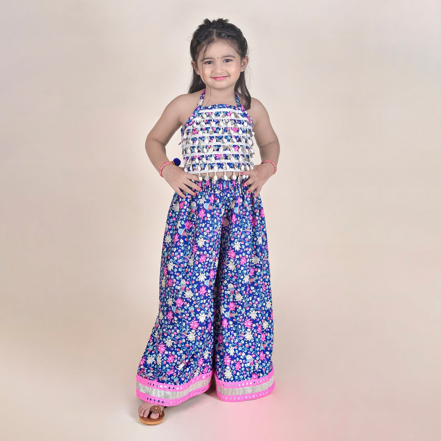 Girls Ethnic Violet Palazzo With Blouse