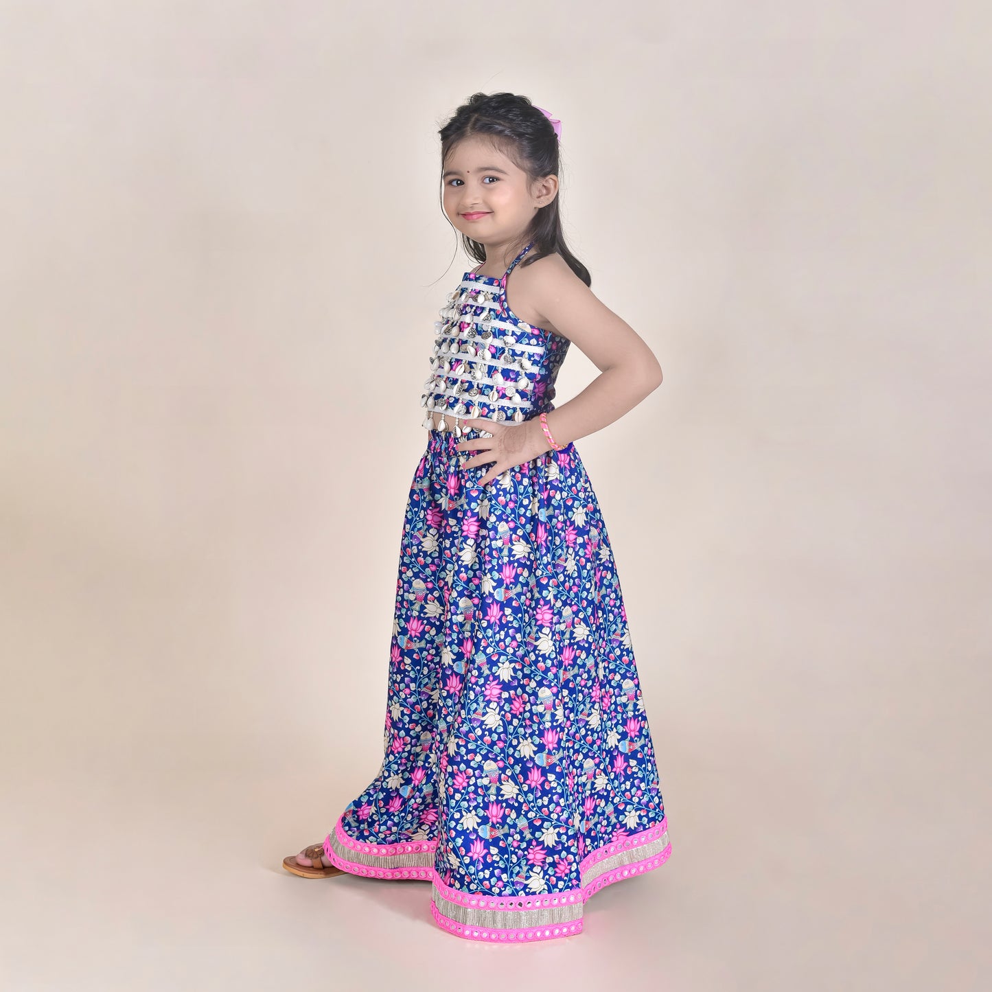 Girls Ethnic Violet Palazzo With Blouse