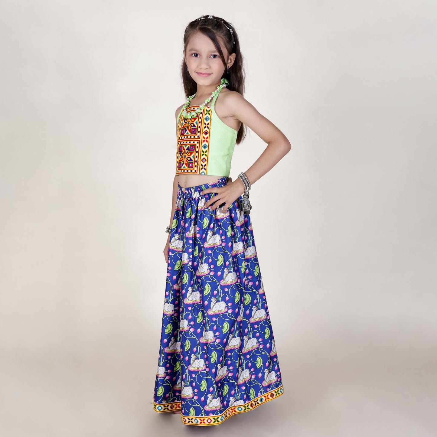 Girls Ethnic Purple Palazzo With Blouse