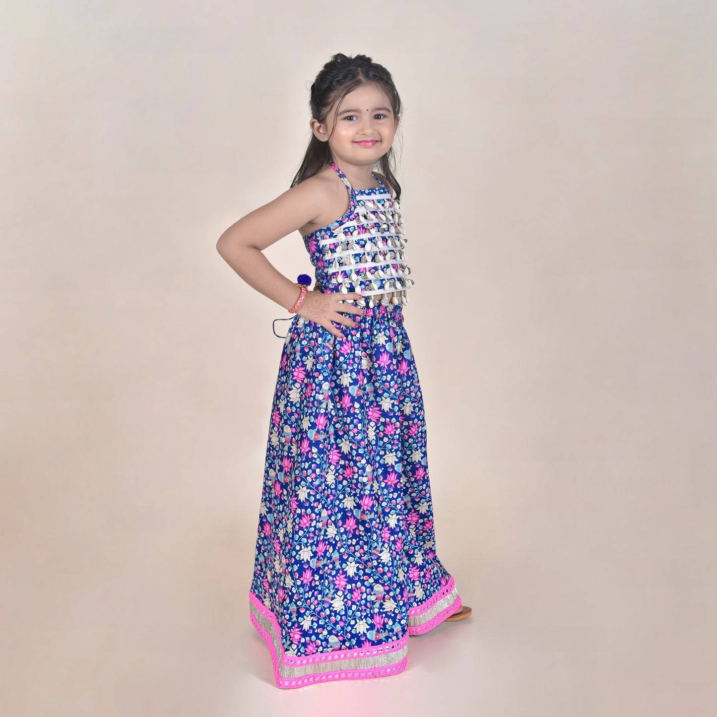 Girls Ethnic Violet Palazzo With Blouse
