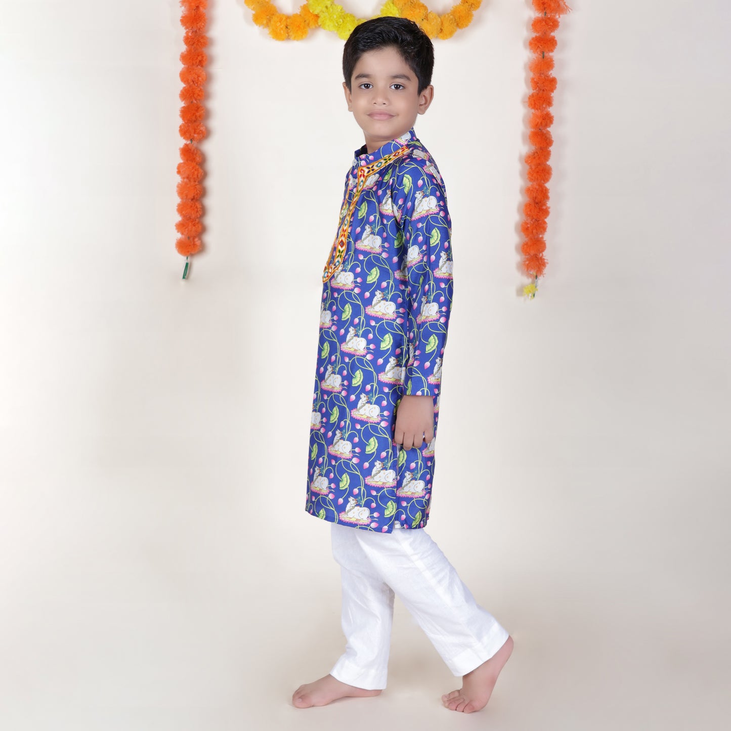 Boys Ethnic Purple Kurta With Pant