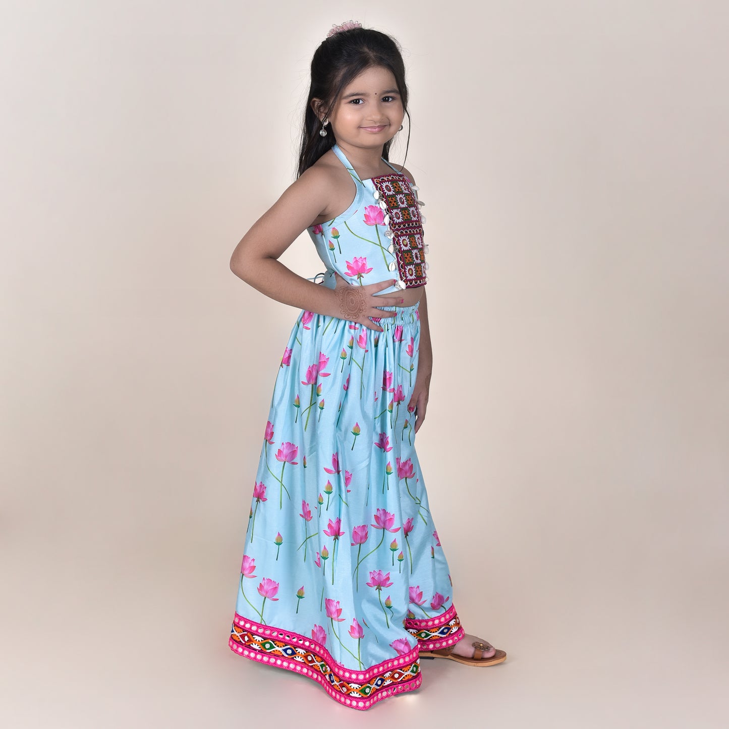 Girls Ethnic Blue Palazzo With Blouse