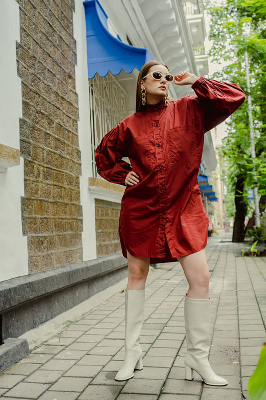 Rust  Tunic Shirt Dress