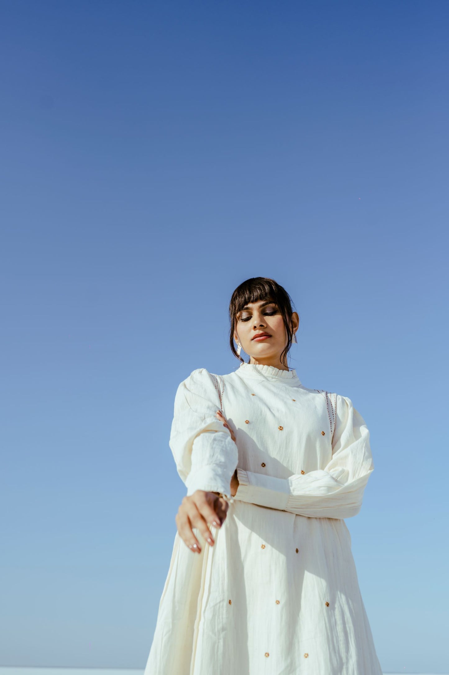 White Floral Kala Cotton Dress