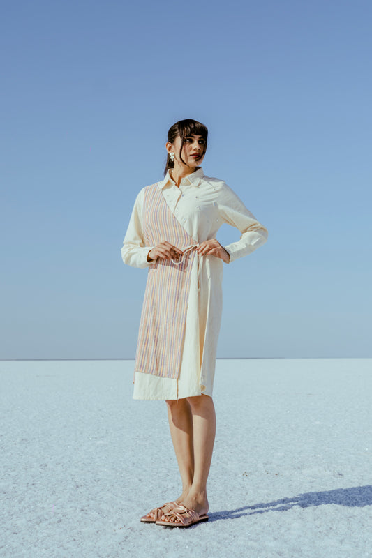 White Stripes Kala Cotton Dress