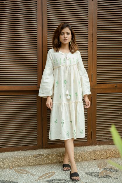 Green Block Print Dress Jilmil Green Block Print Dress Jilmil