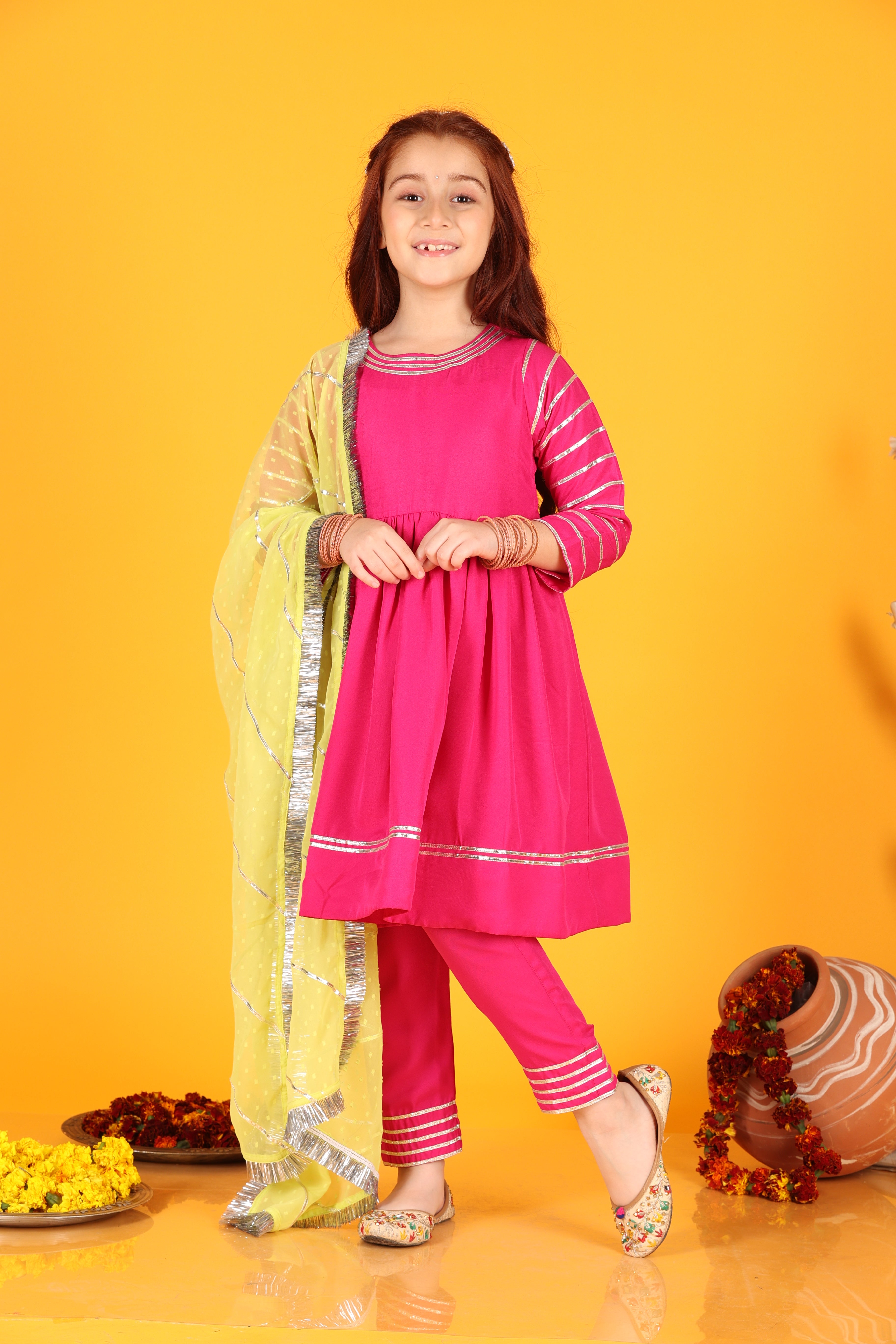 Girls magenta dress best sale