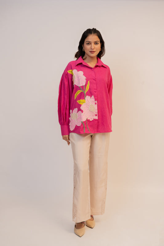 Lily Pink Handcrafted Cotton Over Sized Shirt