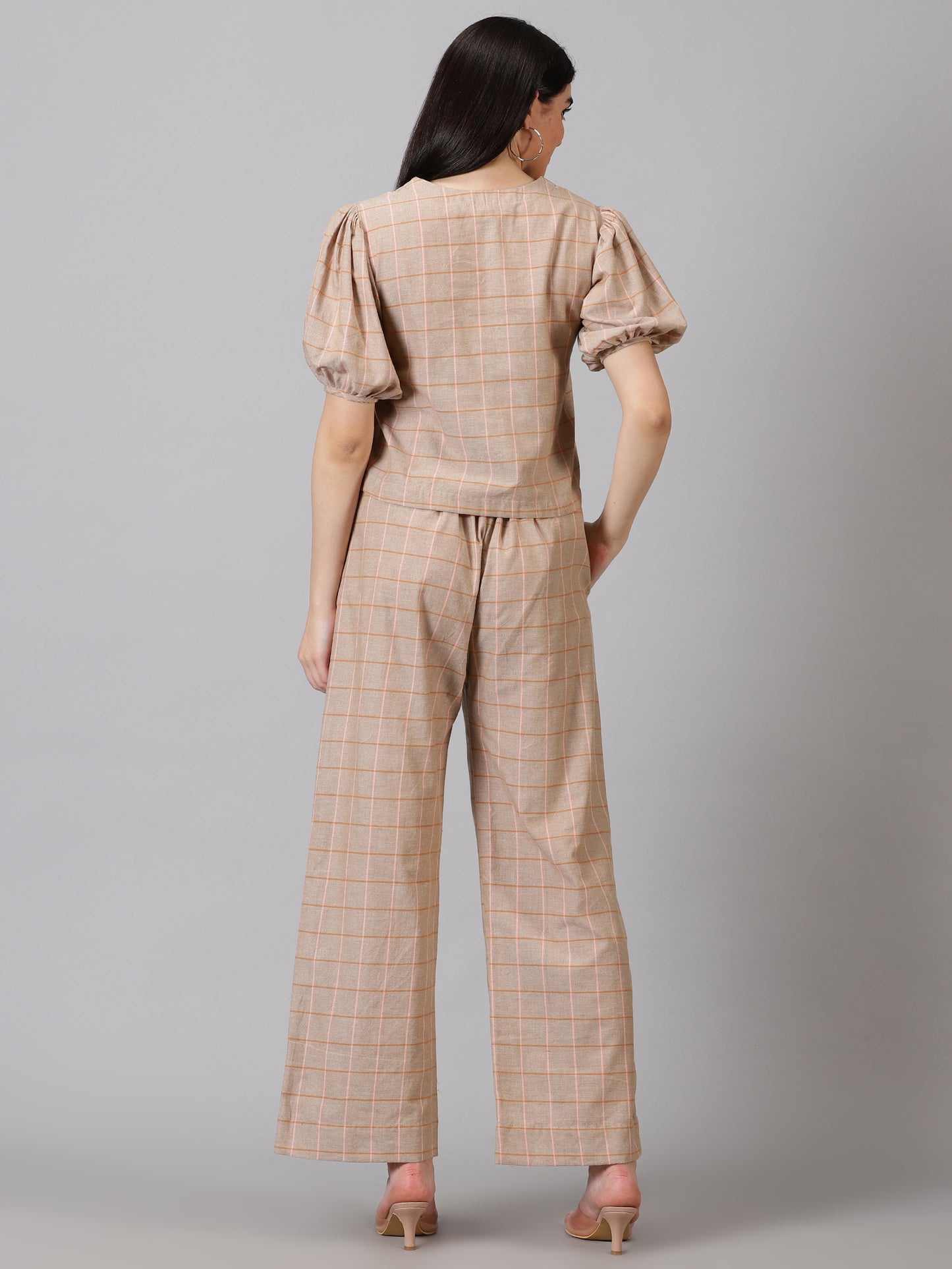 Brown Cotton Checks Co-ord