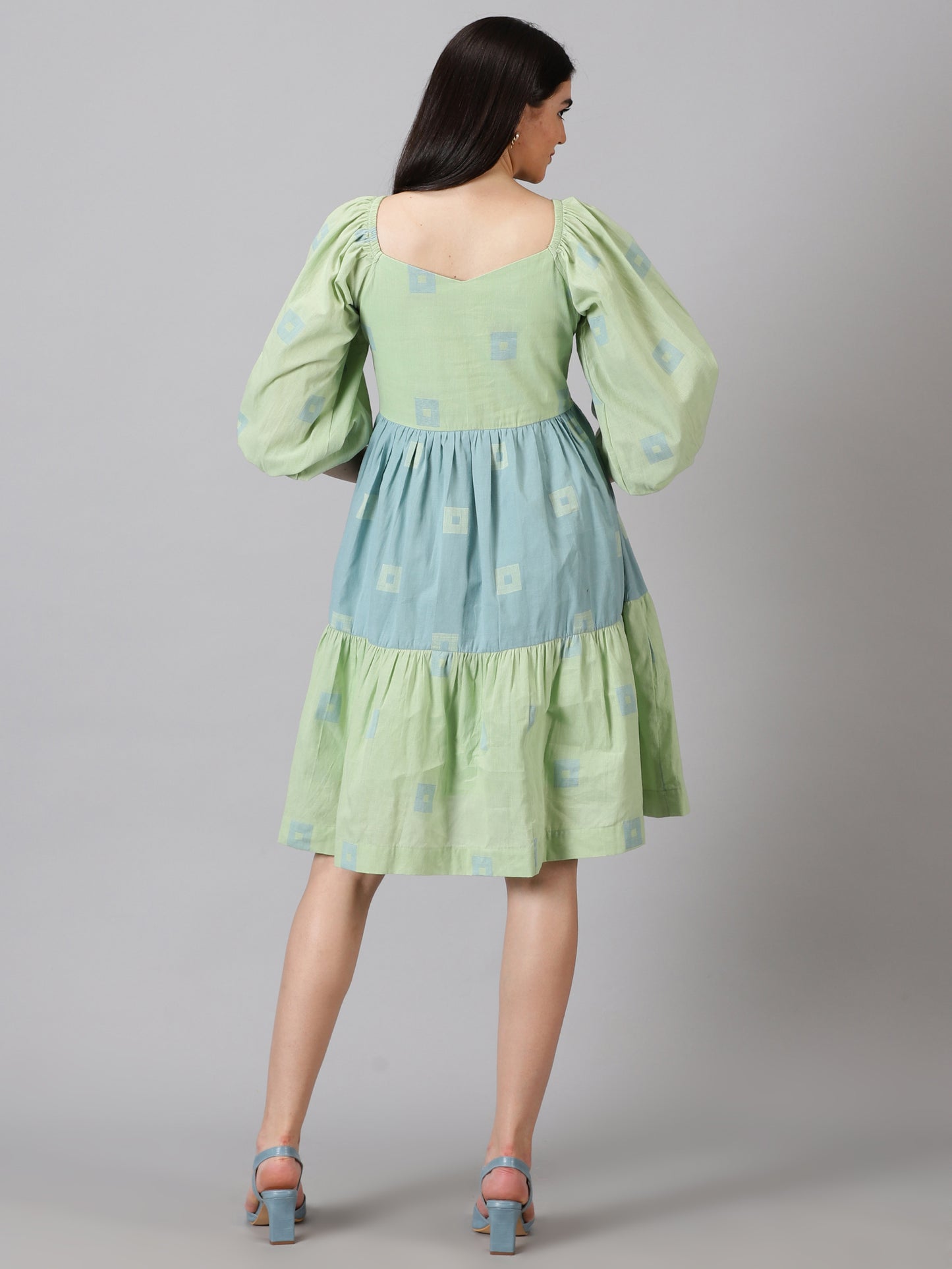 Sage Ruffled Mini Dress