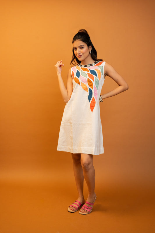 White Ombre Handcrafted Cotton Dress