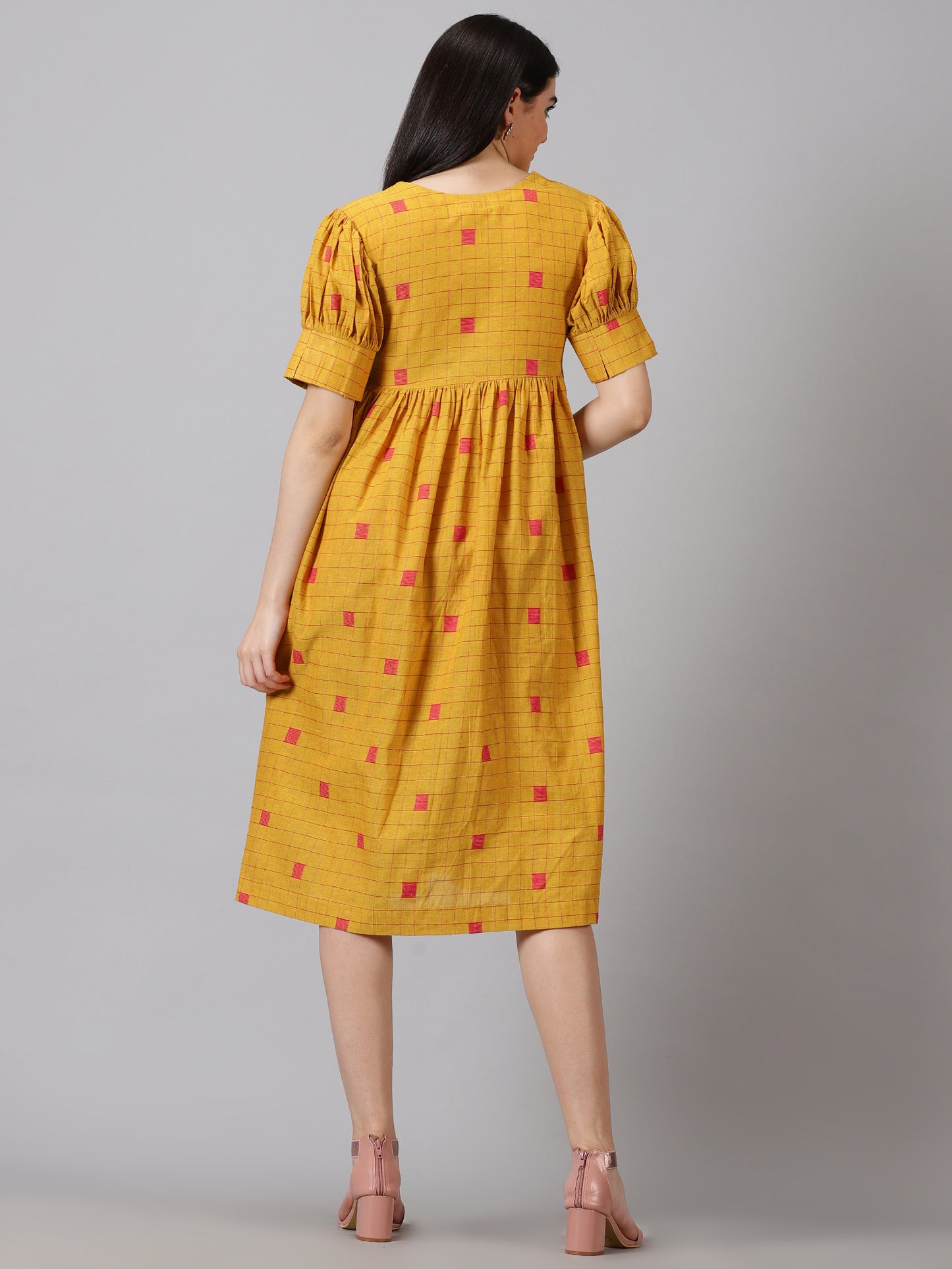 Mustard Fit & Flare Midi Dress