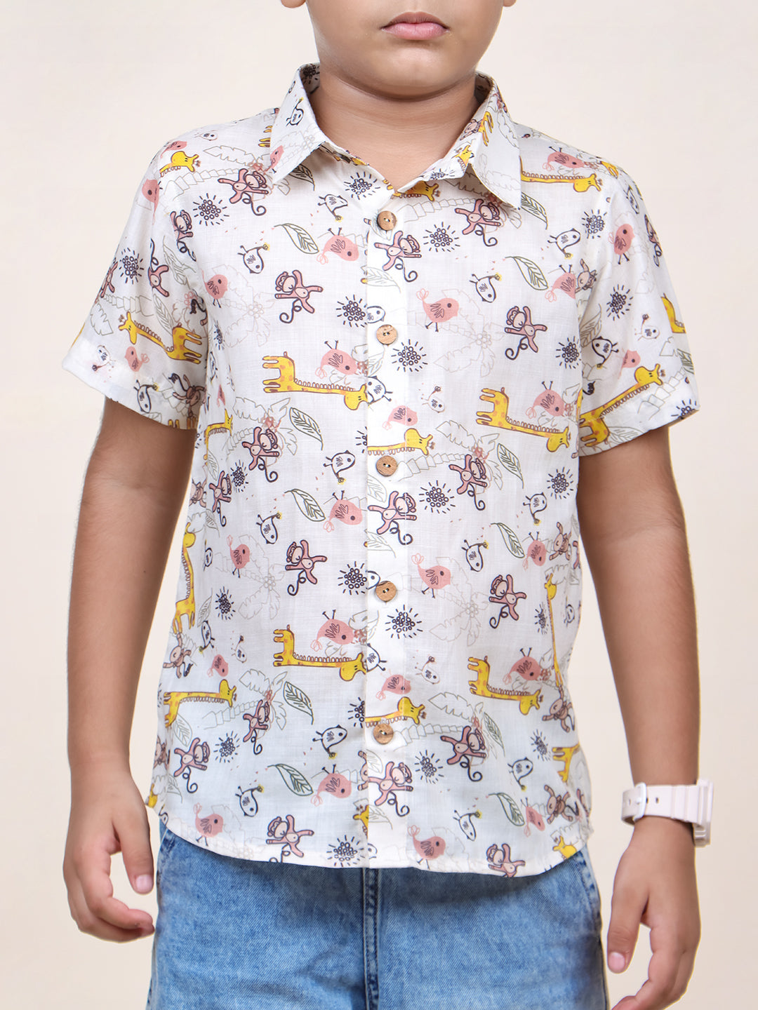 Boys Giraffe Printed Shirt